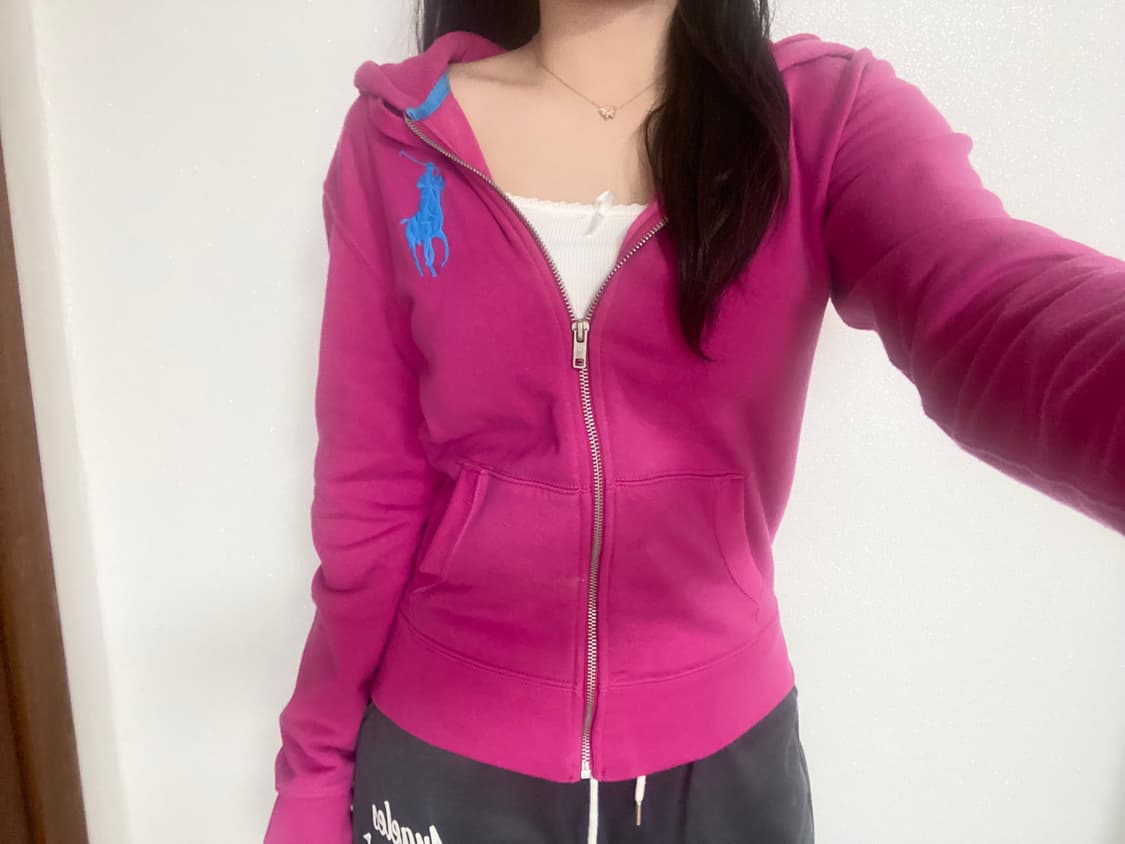 폴로 랄프로렌 빅 포니 후드집업 핑크 (M) 상품이미지2