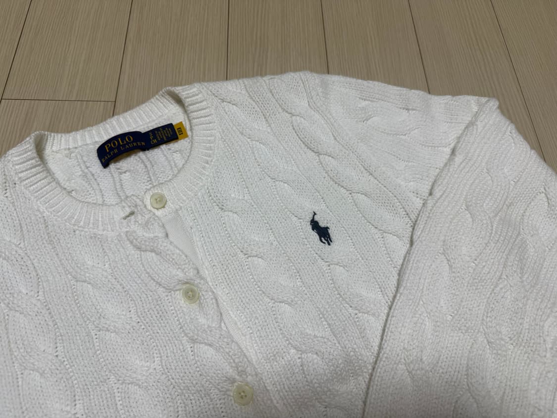 폴로 케이블 니트 코튼 크루넥 카디건 케이블 가디건 상품이미지3