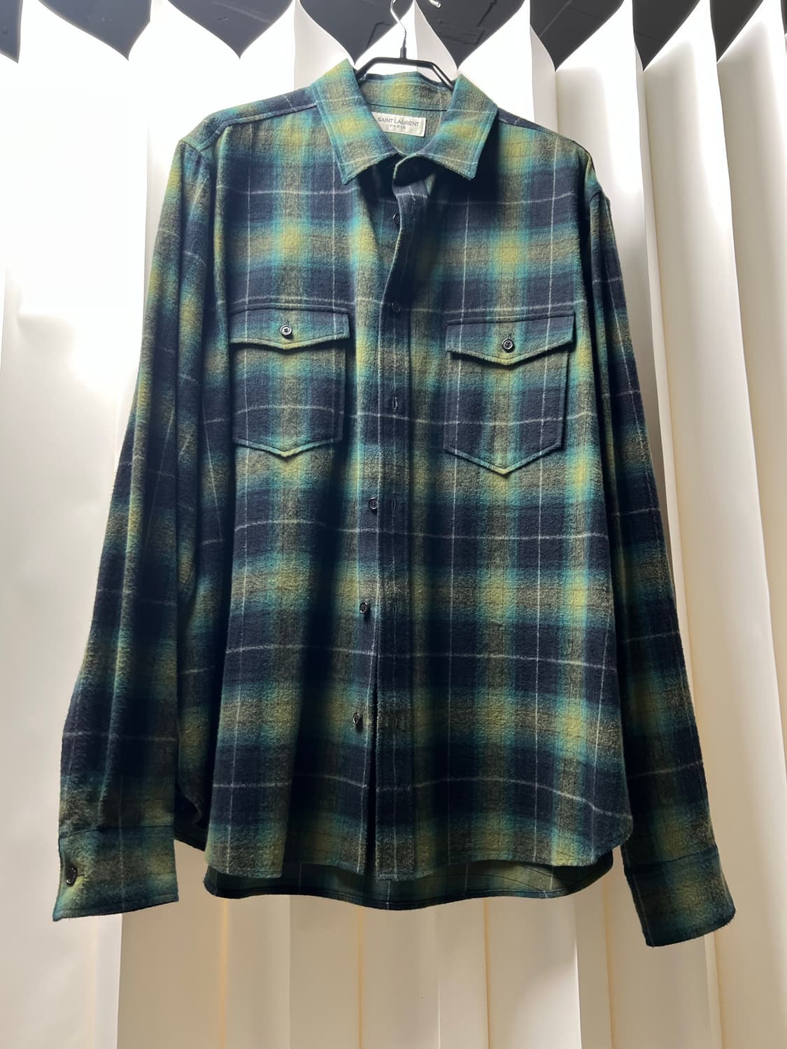 생로랑 셔츠 블랙/그린 XL (작게 나옴) 상품이미지4
