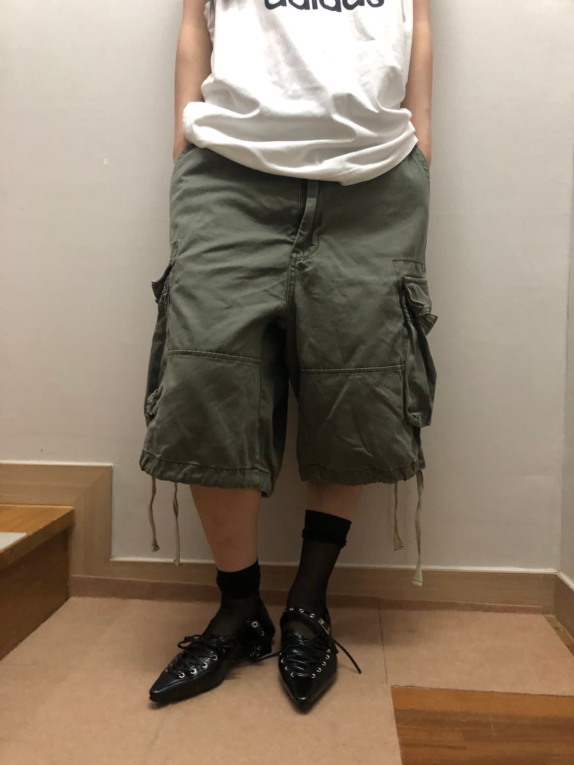 빈티지 카키 카고 버뮤다 팬츠 상품이미지6