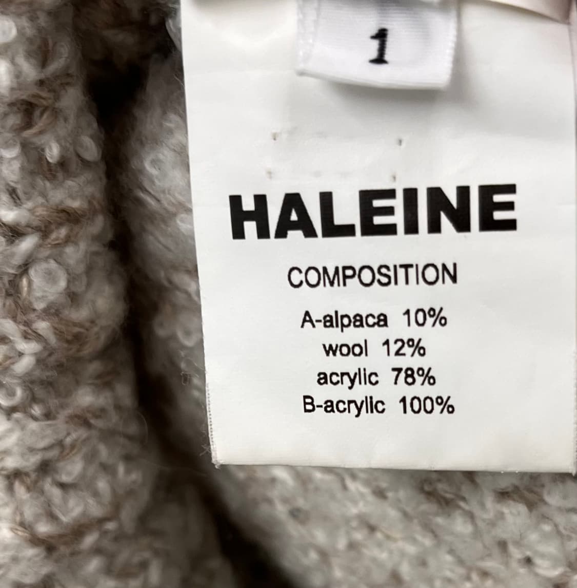 알렌느 HALEINE 부클레 니트 스웨터 사이즈 1 상품이미지4