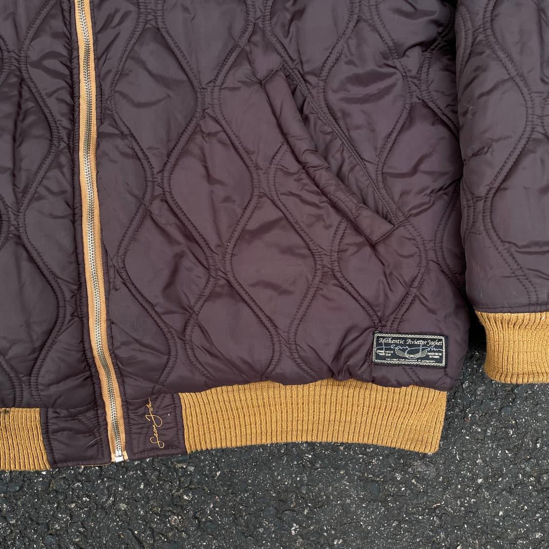 90s 션존 리버시블 퀼팅 봄버 자켓 올드스쿨 점퍼 ma-1 마원 XXL 상품이미지3