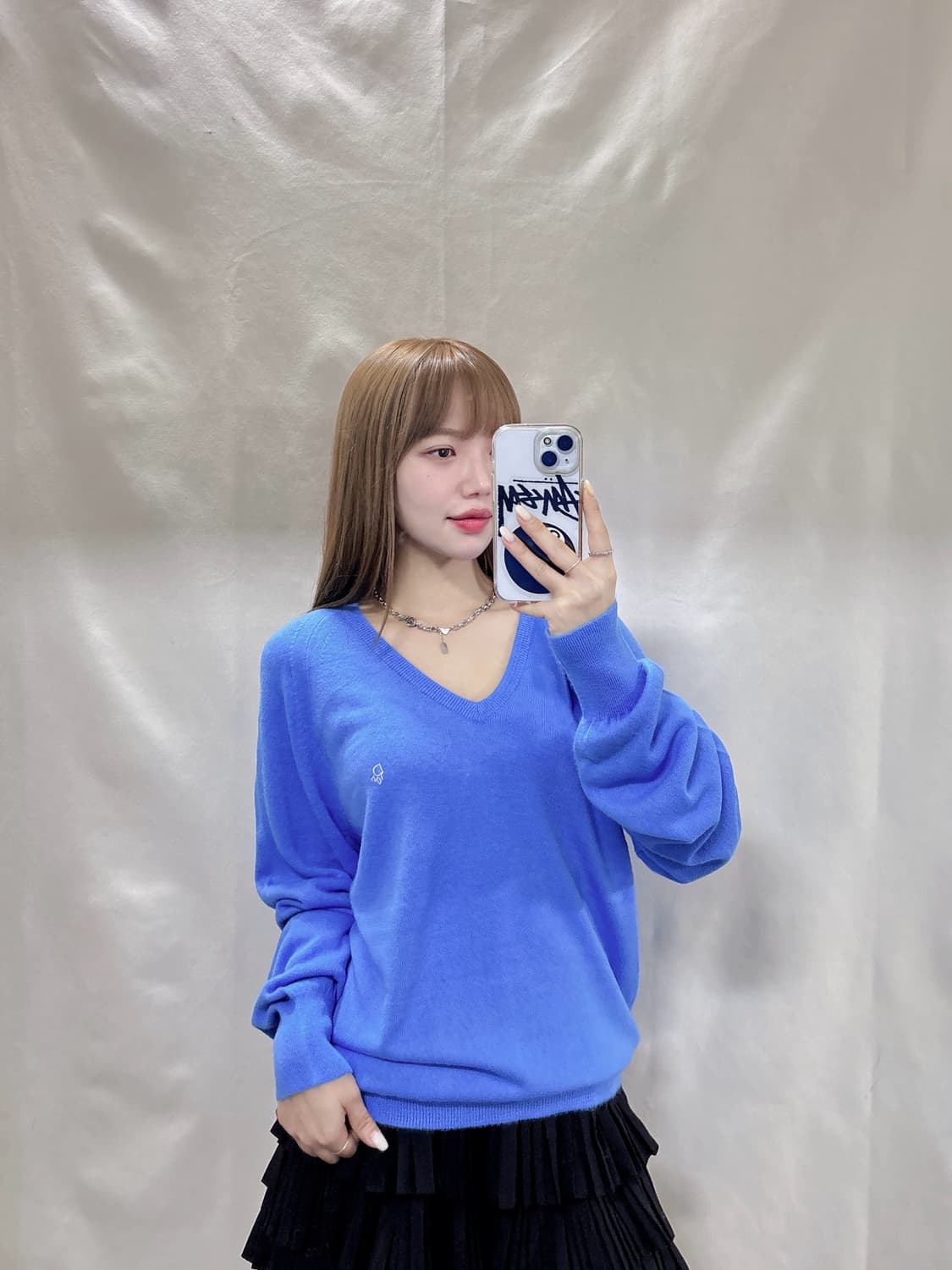 크리스찬디올 90‘s 베이비블루 오버핏 브이넥 니트  상품이미지2