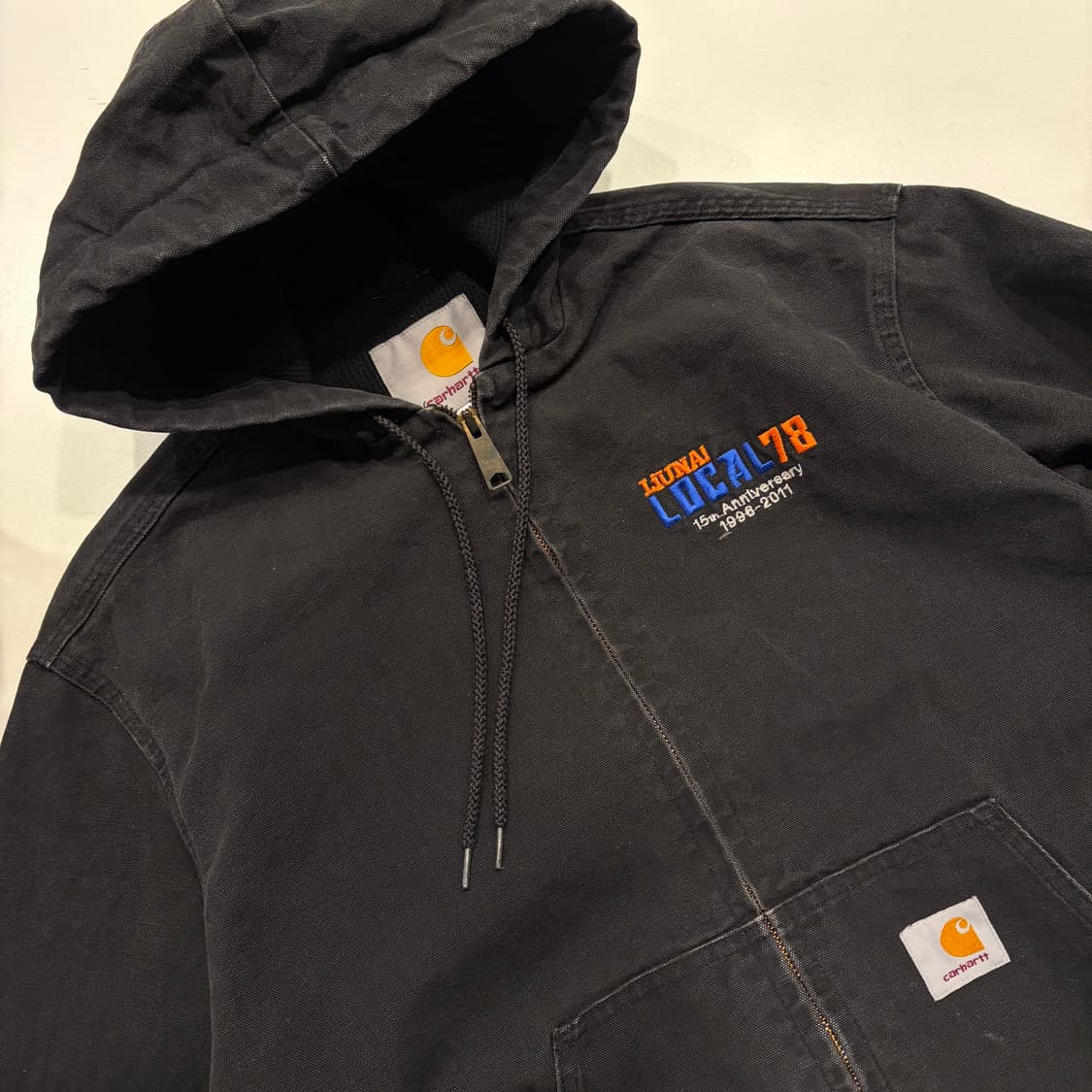 [XL] 칼하트 빈티지 자수 후드 워크 자켓 블랙 C483 상품이미지3