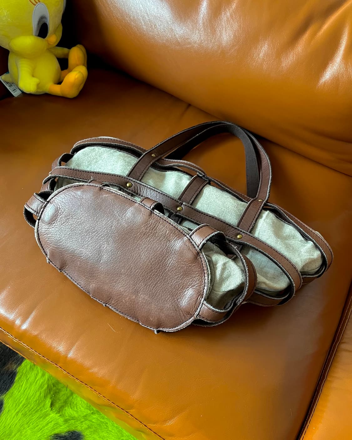 Vintage Leather Harness Stud Tote Bag 상품이미지6