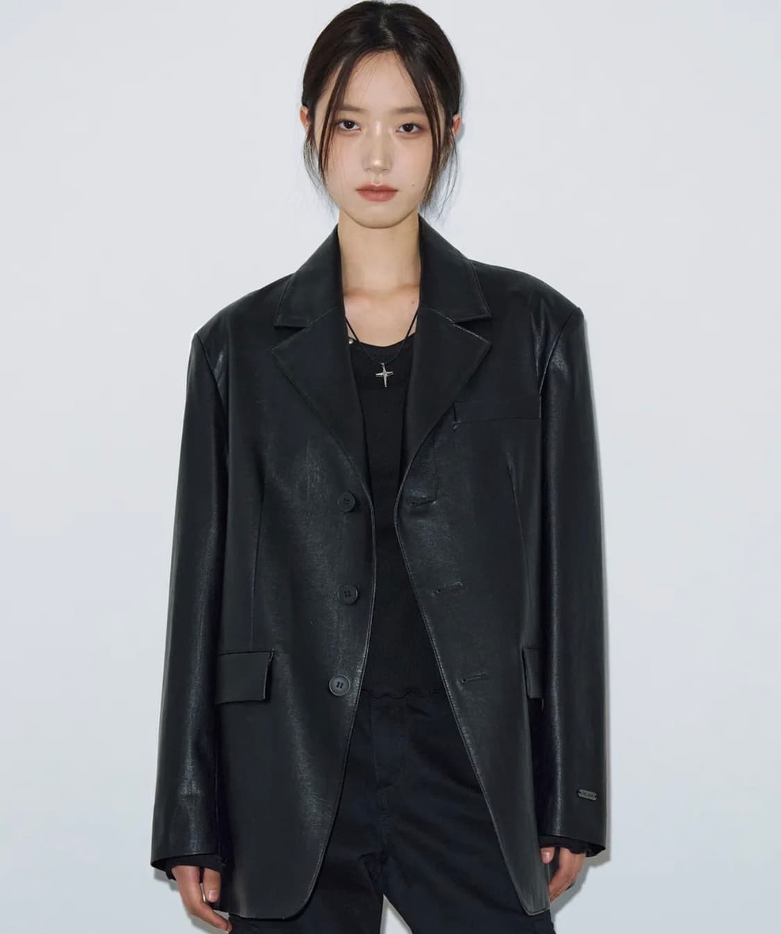 헬레네파리스 테일러드 오버핏 레더 블레이저 상품이미지2