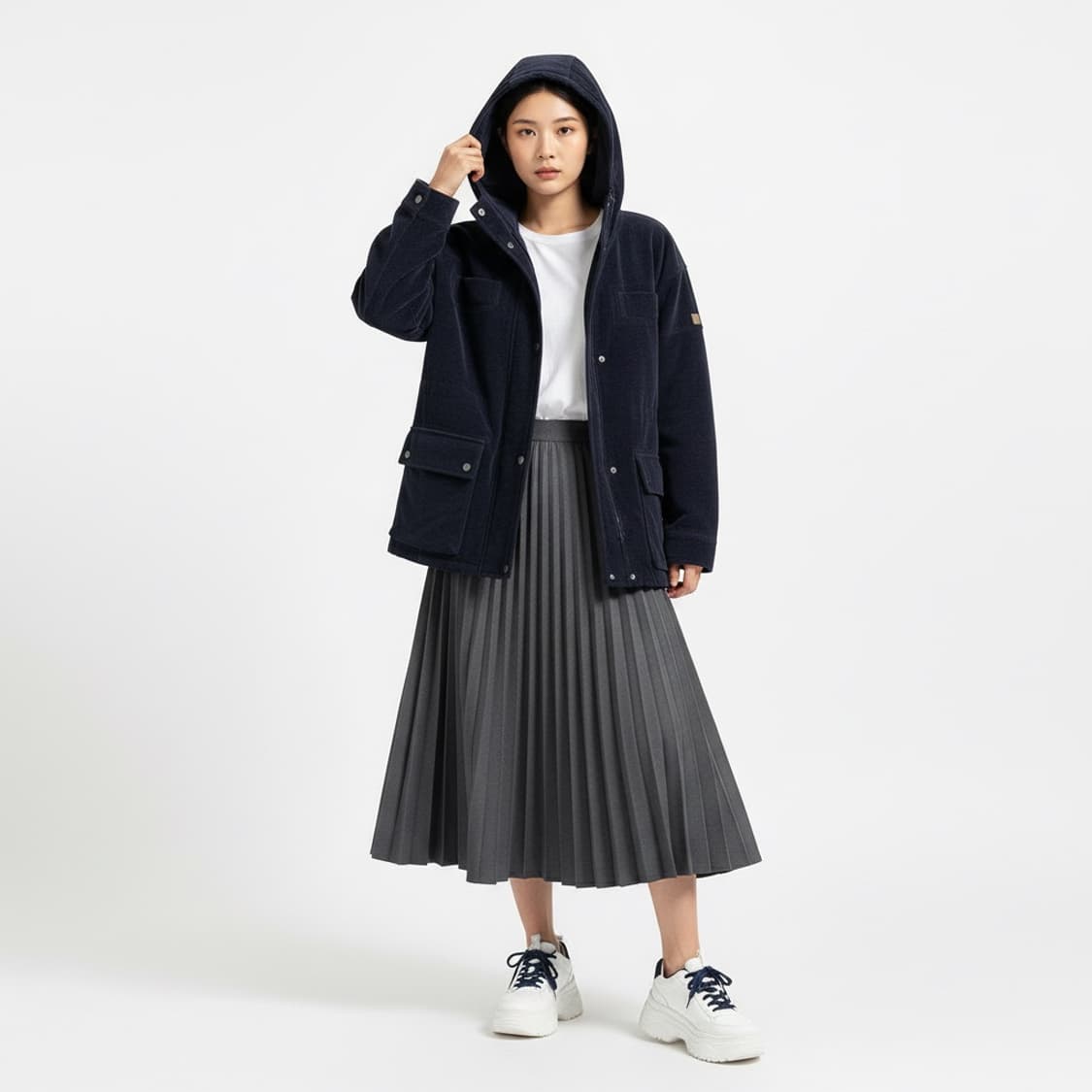 썰스데이아일랜드 네이비 코듀로이 후드 자켓 상품이미지1