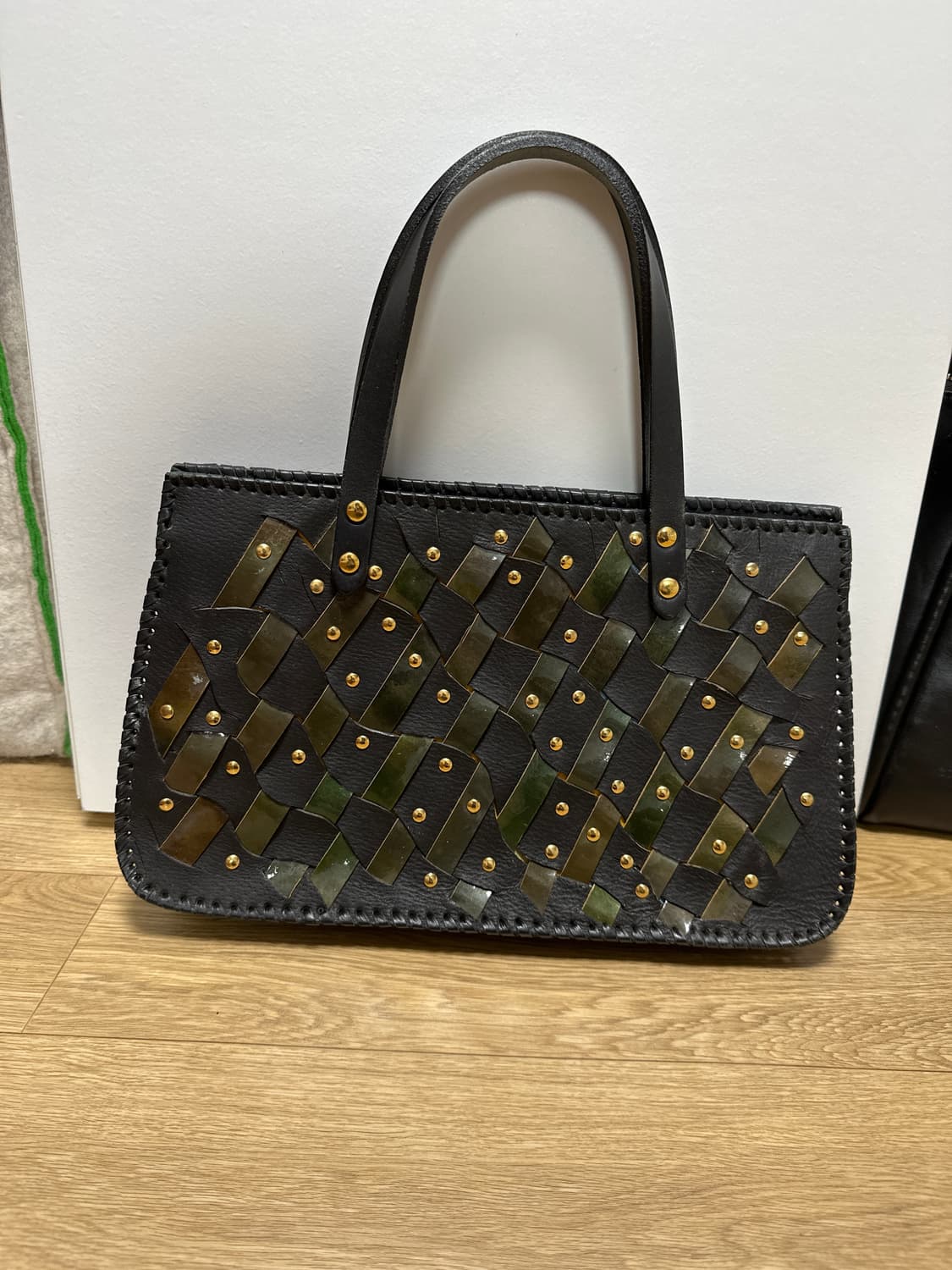 vintage leather weaving bag  상품이미지1