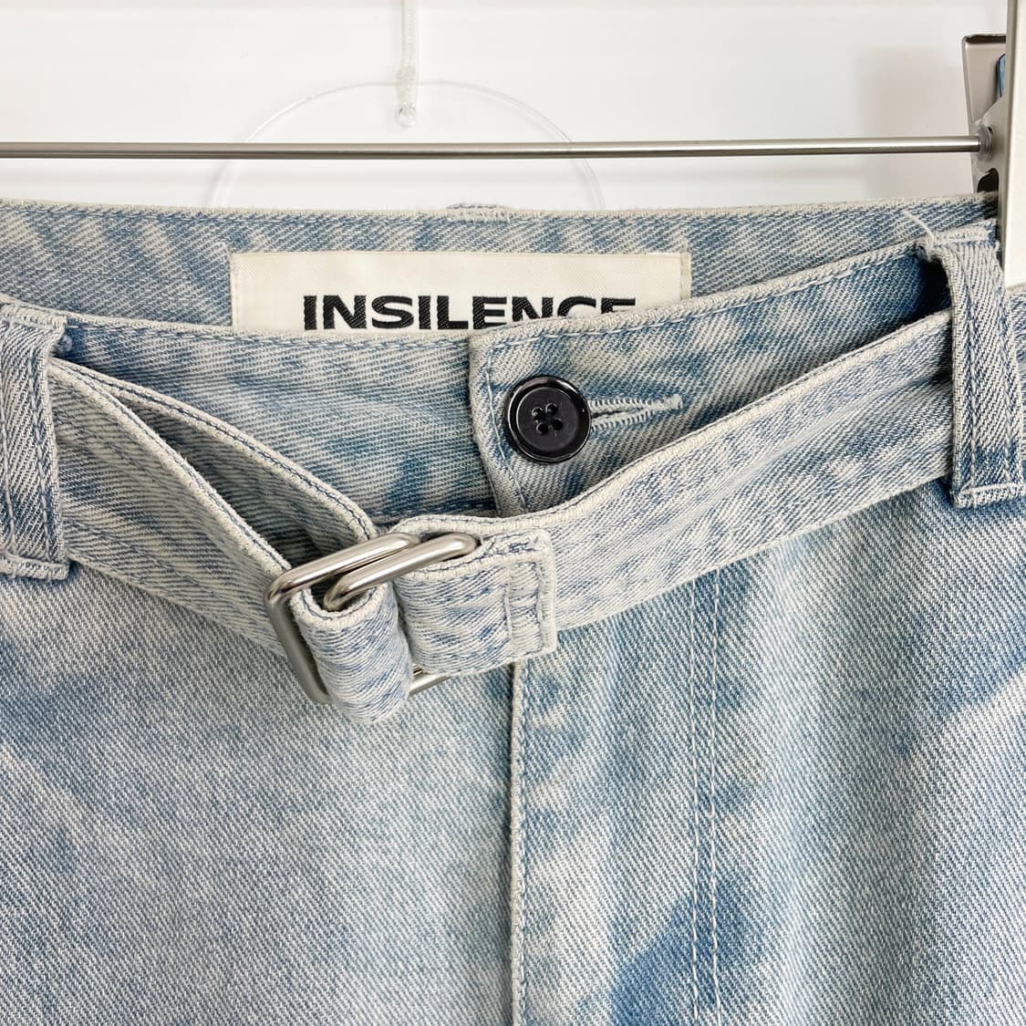 B1 인사일런스(INSILENCE) 턱 와이드 연청 데님 팬츠 M사이즈 상품이미지3