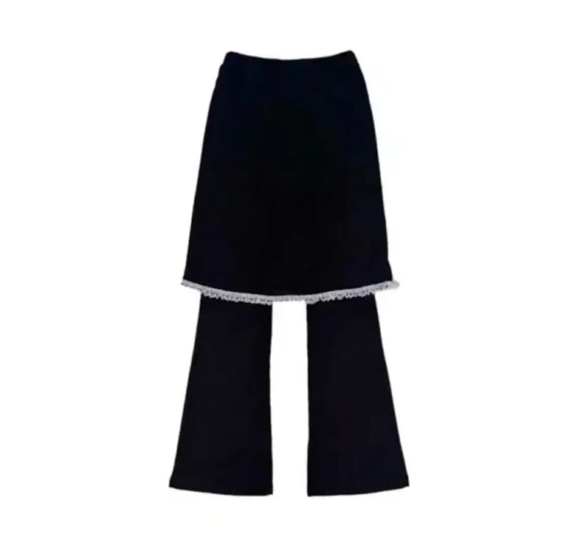 지초이 24ss 레이스 레이어드 스커트팬츠 블랙 2 상품이미지1