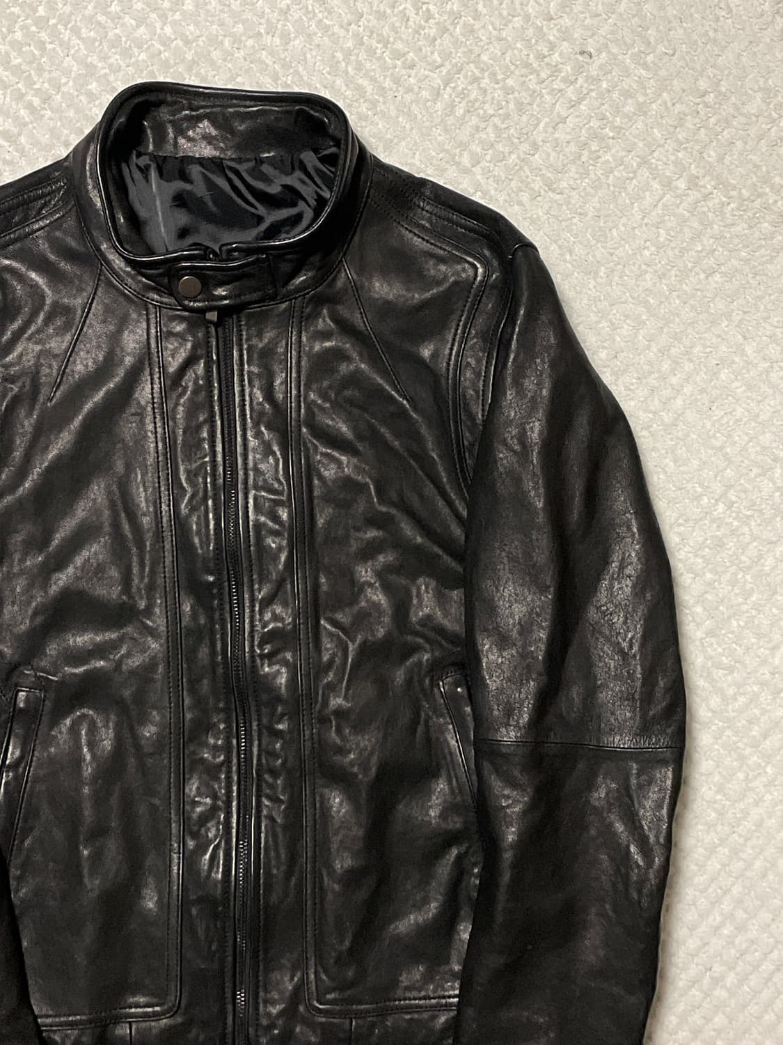 광희시장 웨스턴 무드 램스킨 양가죽 절개 레더 자켓 상품이미지3