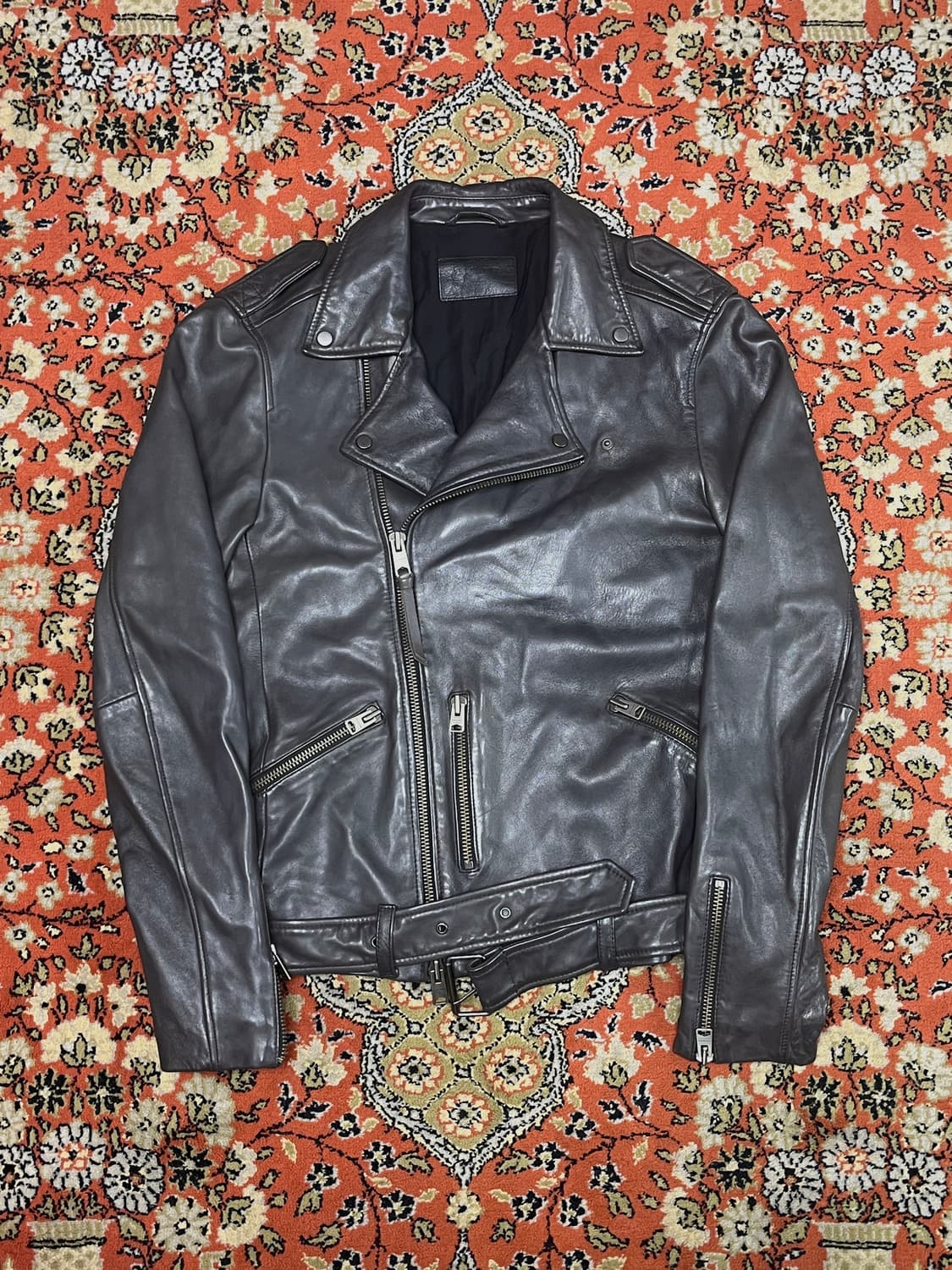 [M] 올세인츠 카하와 더블 라이더 자켓 그레이브라운 상품이미지1