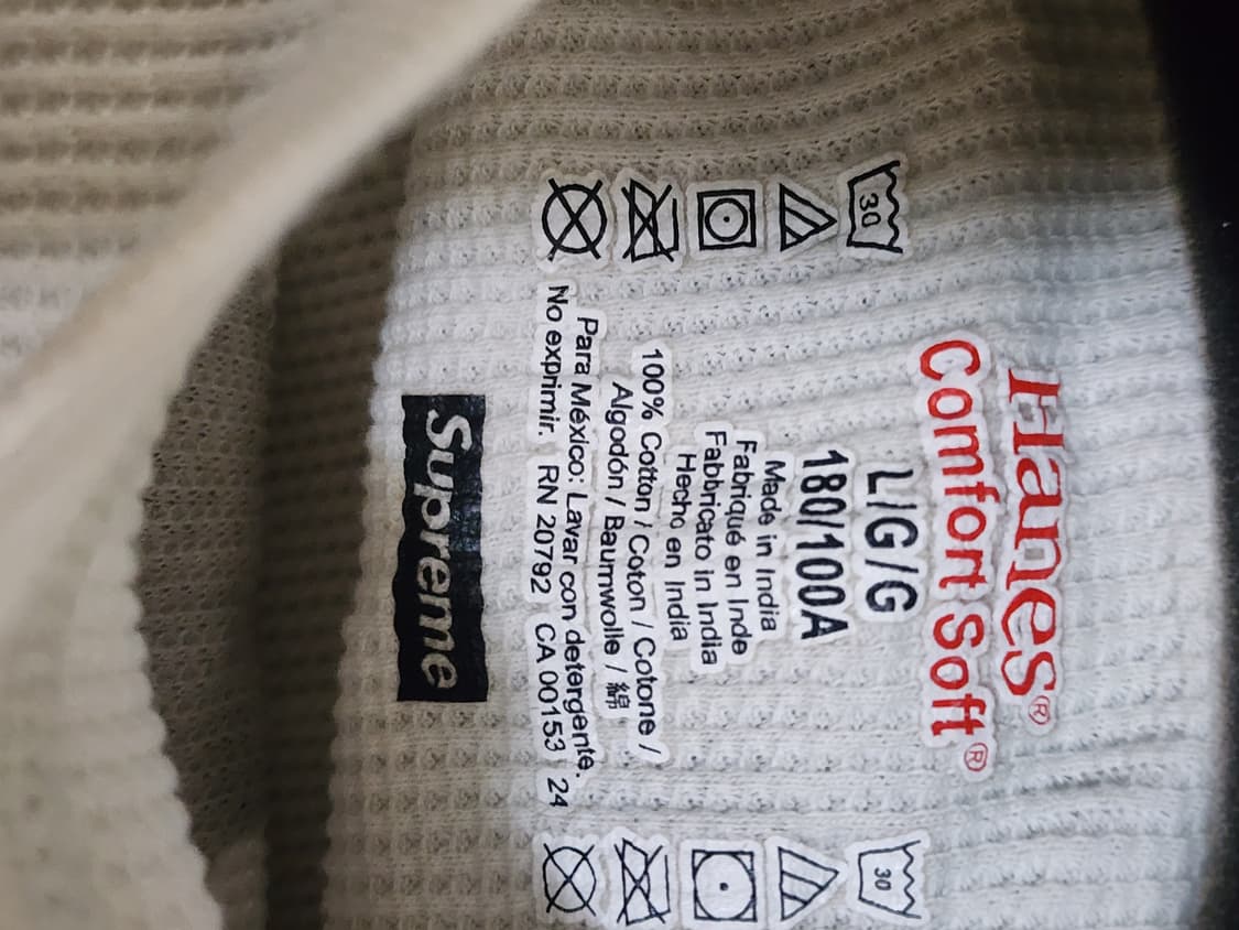 슈프림 헤인즈 본즈 써멀 크루 L 상품이미지2