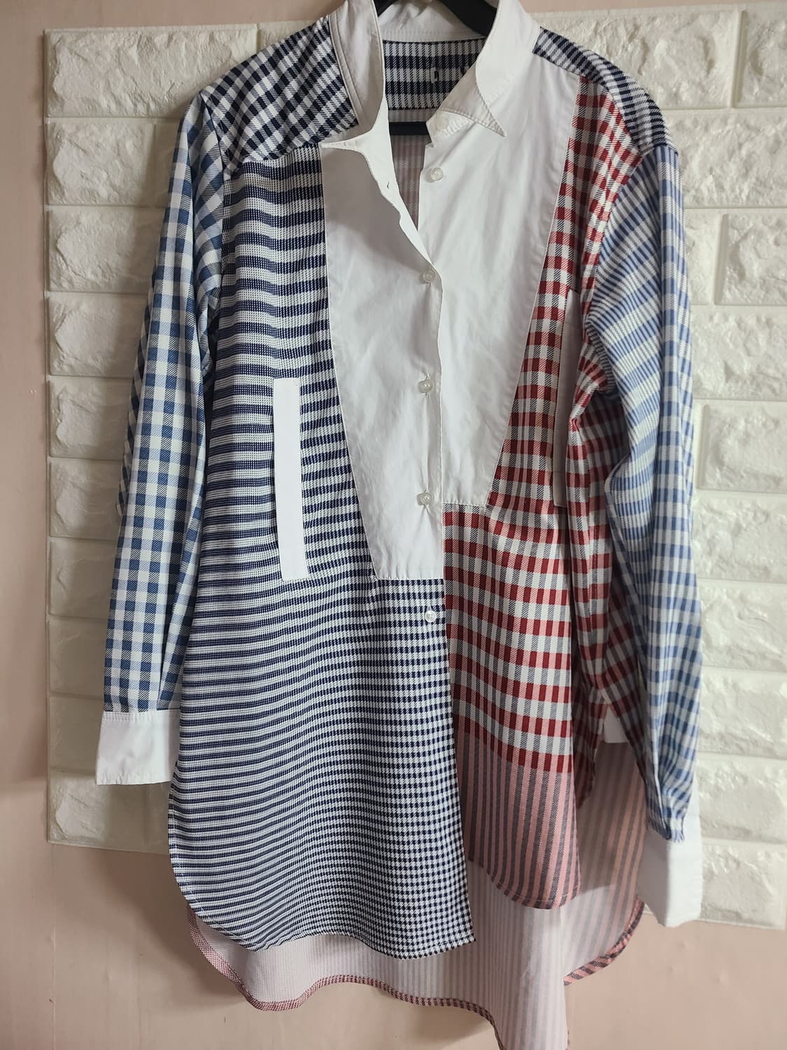 김하늘 언발란스 체크남방(프리) 상품이미지1