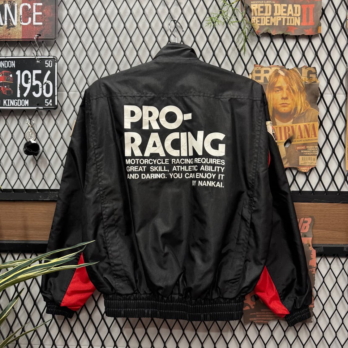 90s 난카이 프로 레이싱 빈티지 나일론 라이더 자켓 블랙 상품이미지2