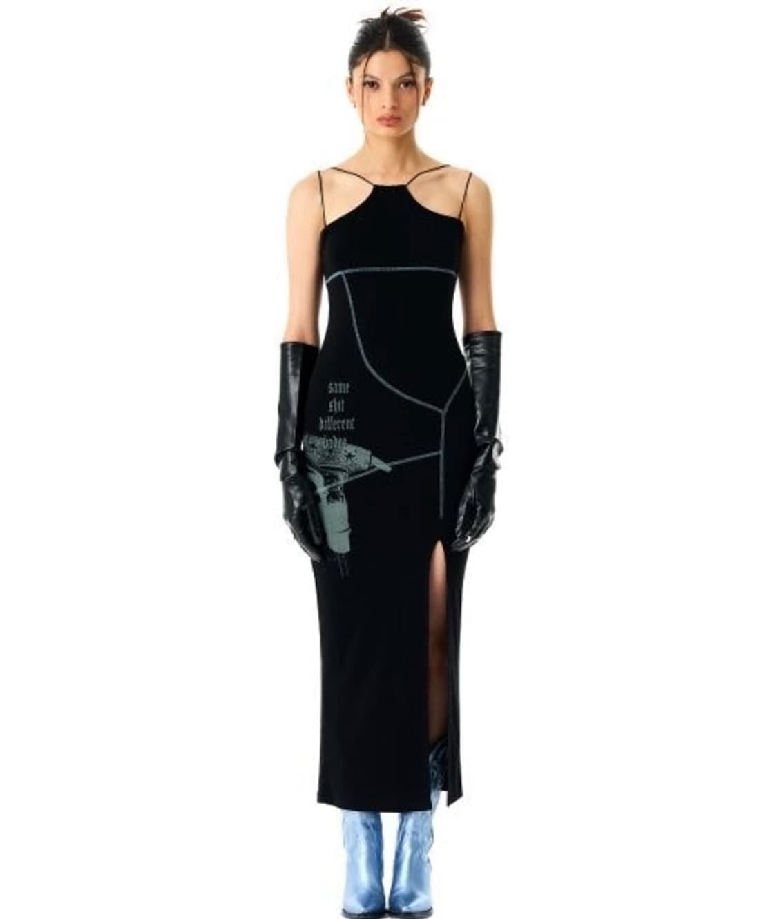 Badee 브라운 드레스 color stitch dress 상품이미지2