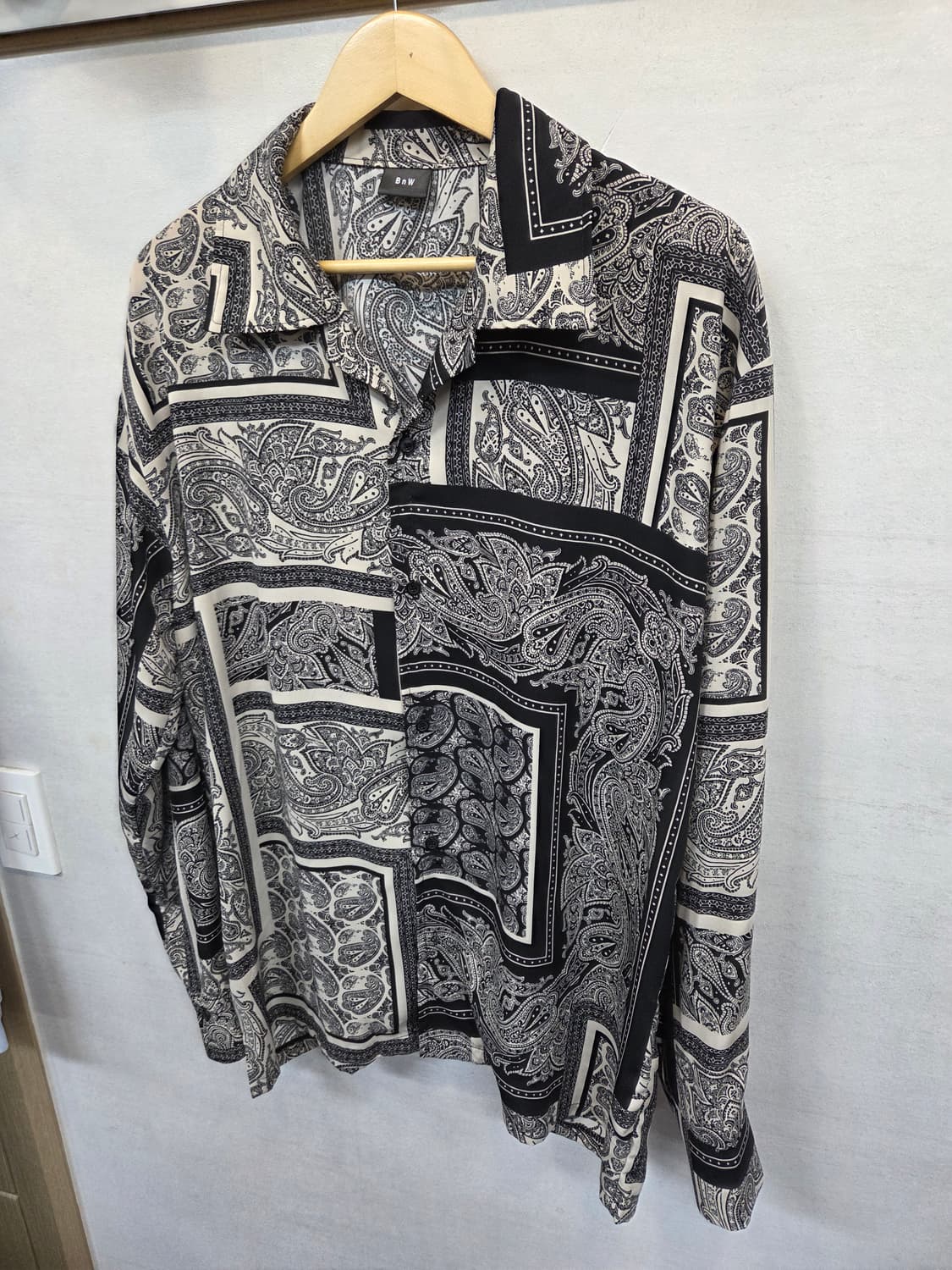 빈티지 bnw 페이즐리 반다나 실크 셔츠긴팔 대략 xl xxl 상품이미지4