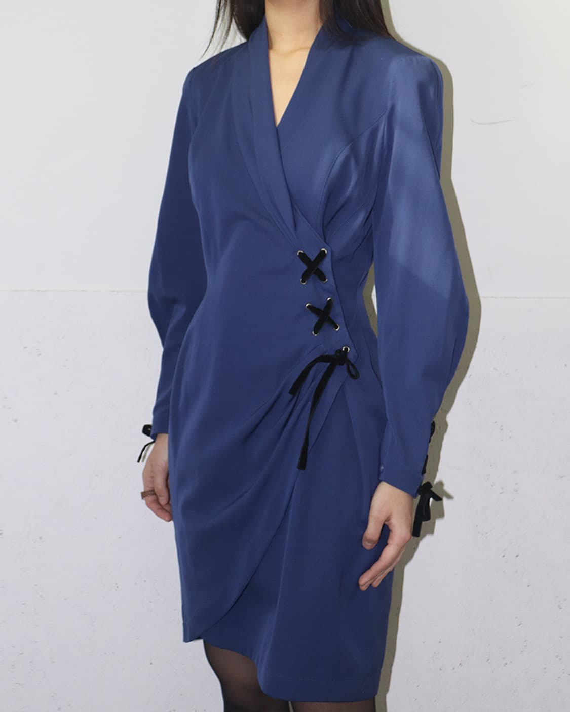 티에리 뮈글러 80s 리본 디테일 패디드 숄더 원피스 상품이미지3