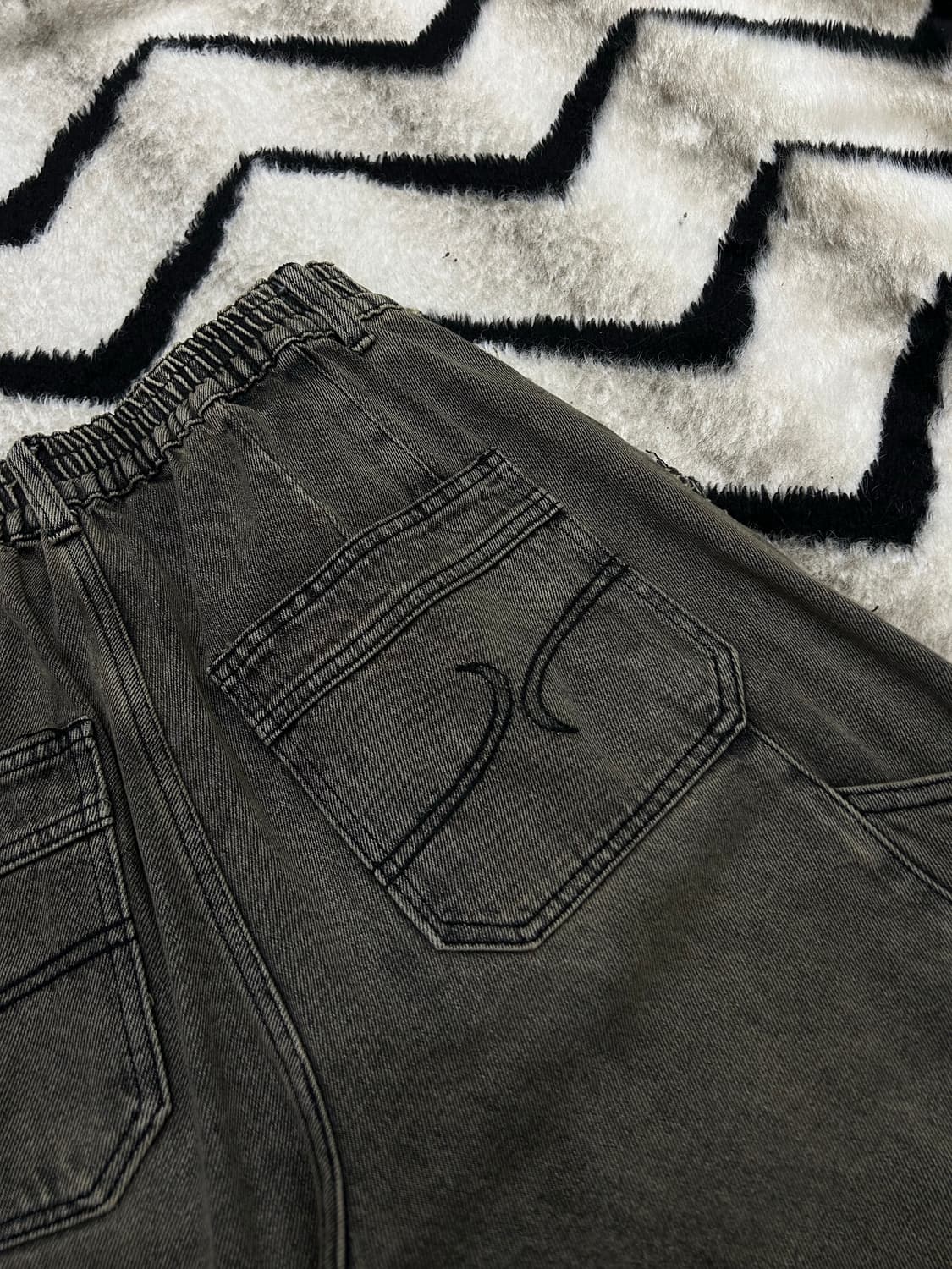 [M]엑스톤즈 와이드 워싱 밴딩데님 팬츠/빈티지그레이 상품이미지1