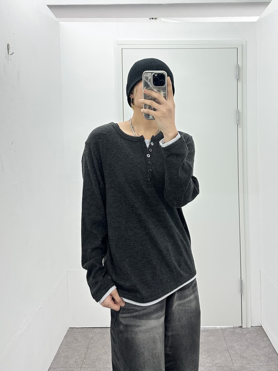 Pincponc fake layered knit sleeve  상품이미지1