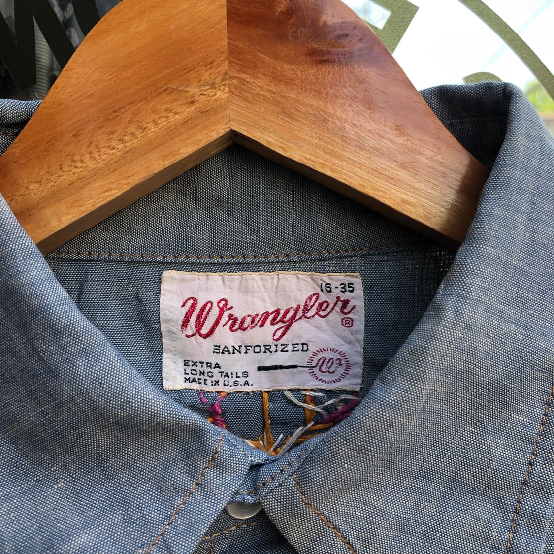 70s Wrangler chambray shirt-M 상품이미지4