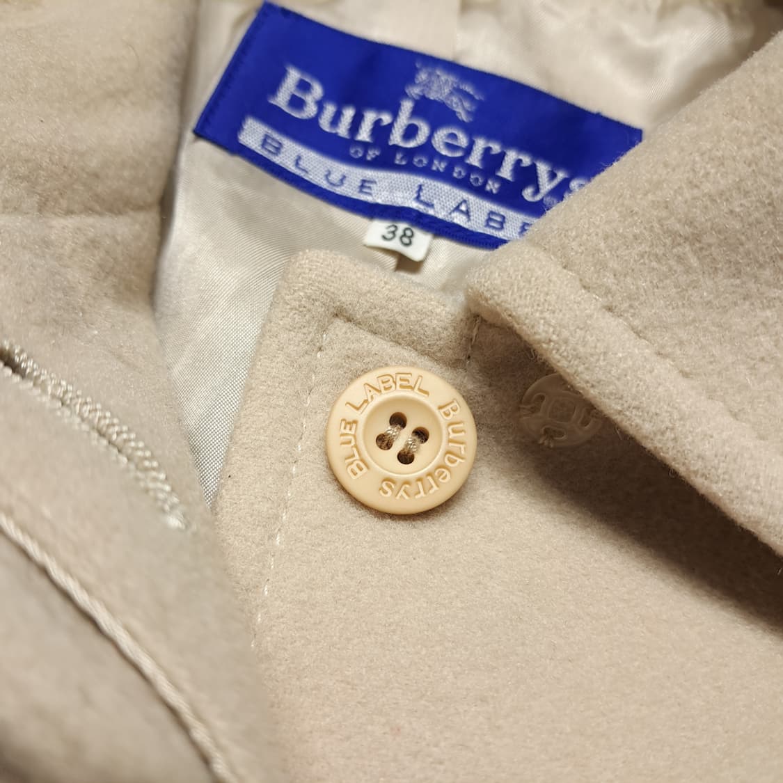 CL289 M 버버리 90s 일본판 울 히든버튼 베이지 코트 상품이미지5
