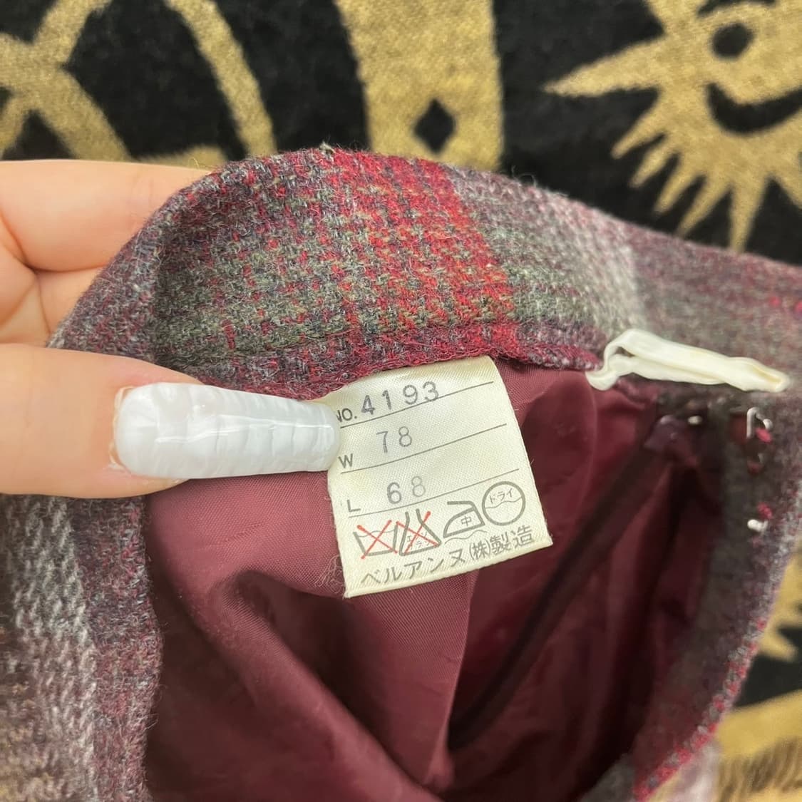 빈티지 코지 모리 하구미룩 믹스체크 플리츠 롱스커트 K0097 상품이미지6