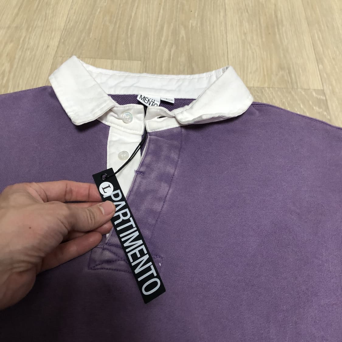 (L) 새상품 파르티멘토 2year 워시 럭비 스웨트 셔츠 퍼플 상품이미지3