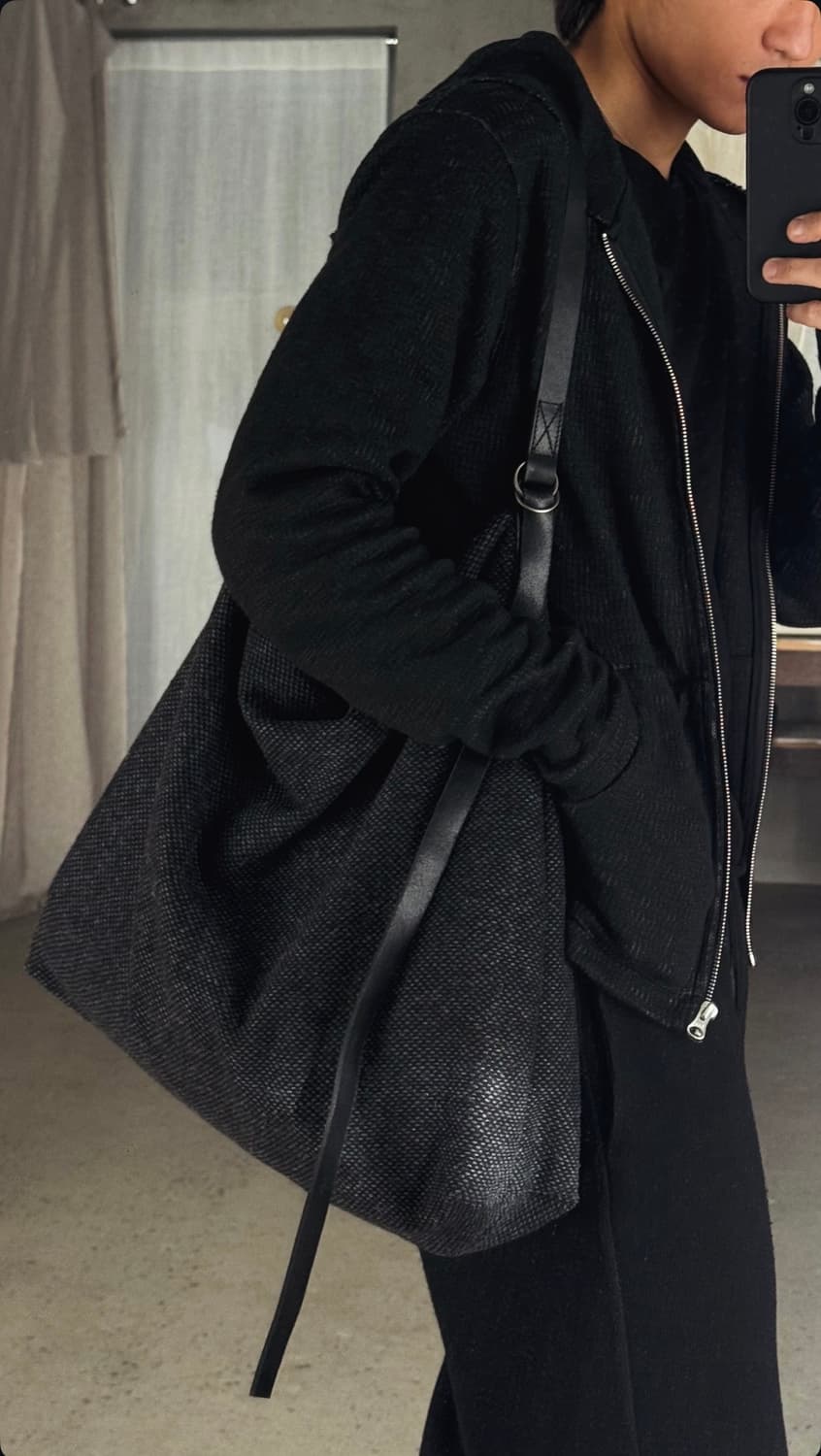 [새상품] Textured Hoodie Zip Black 1 size 상품이미지7