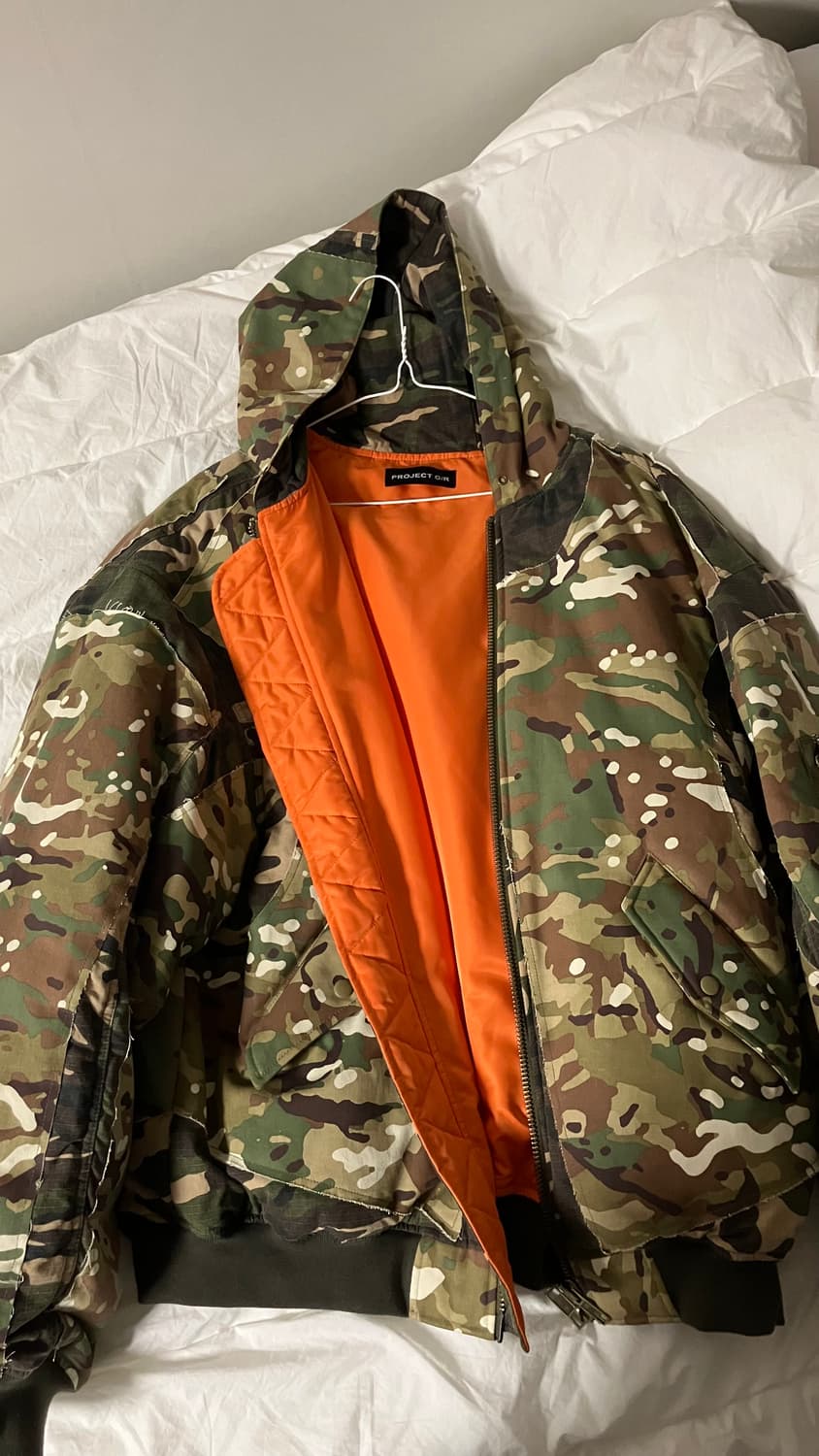 프로젝트gr 리워크 후드 봄버 자켓 카모 2사이즈 상품이미지2
