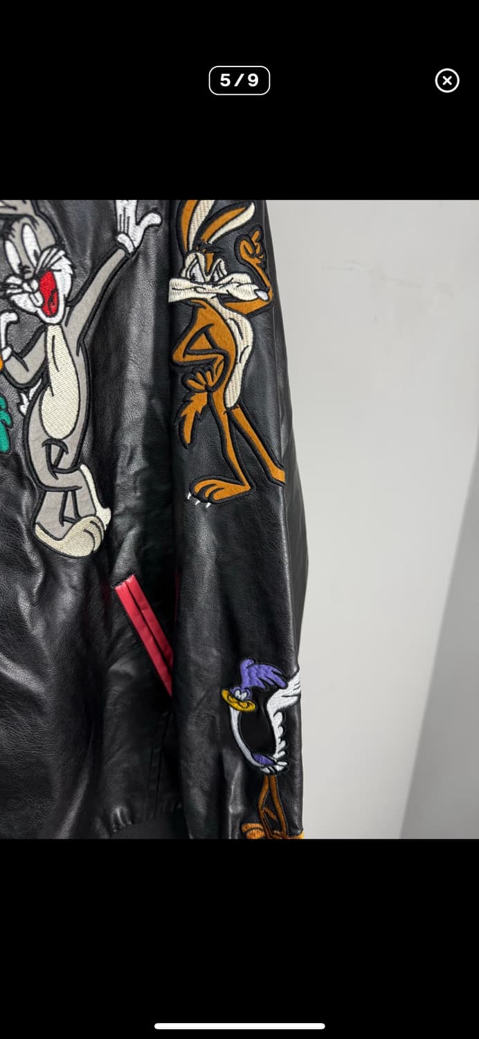 빈티지 루니툰즈 카툰 로고 레더 자켓 A3556 상품이미지4