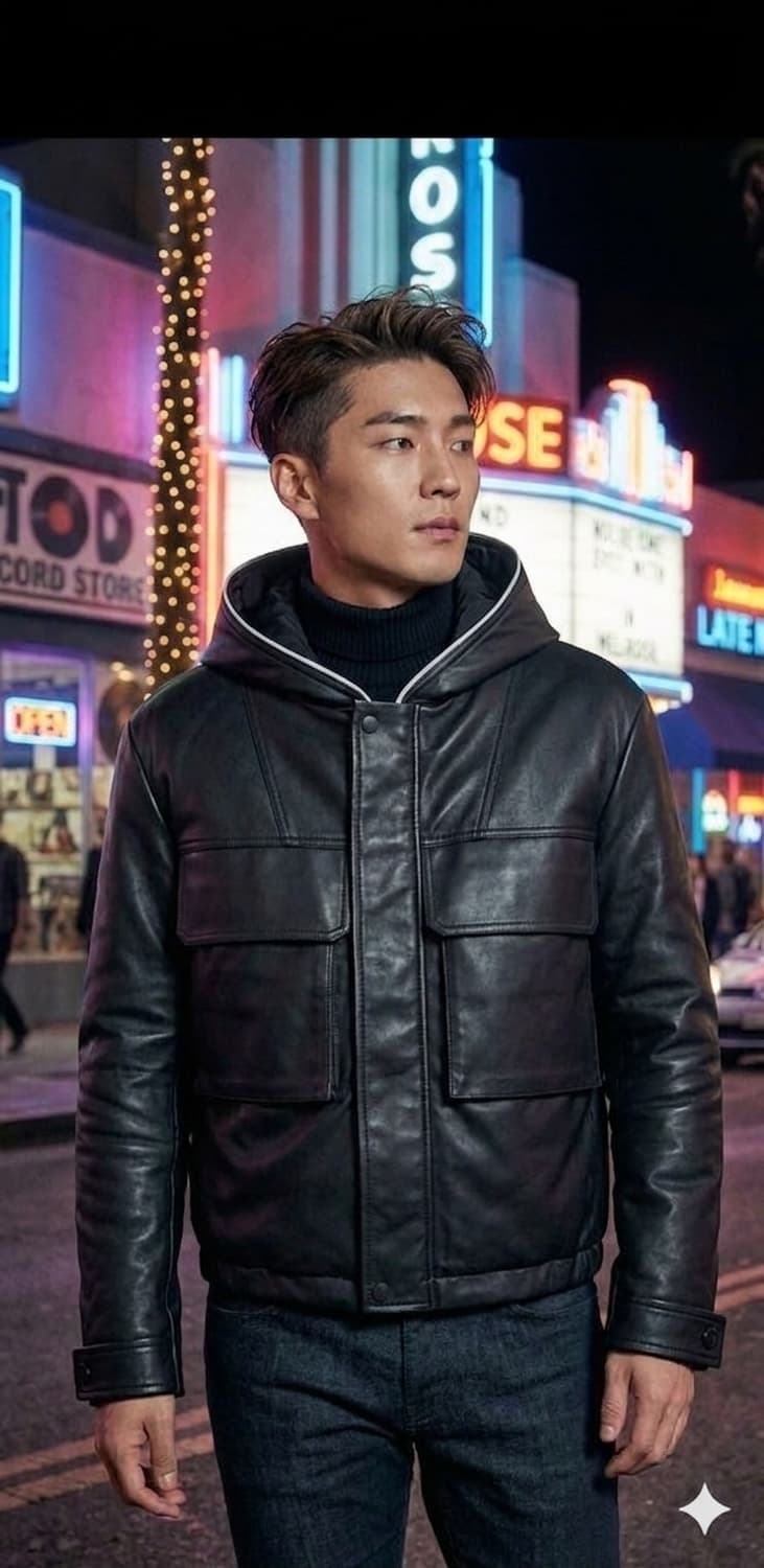 솔리드옴므 24FW 램스킨(양가죽) 후드자켓(50사이즈) 상품이미지2