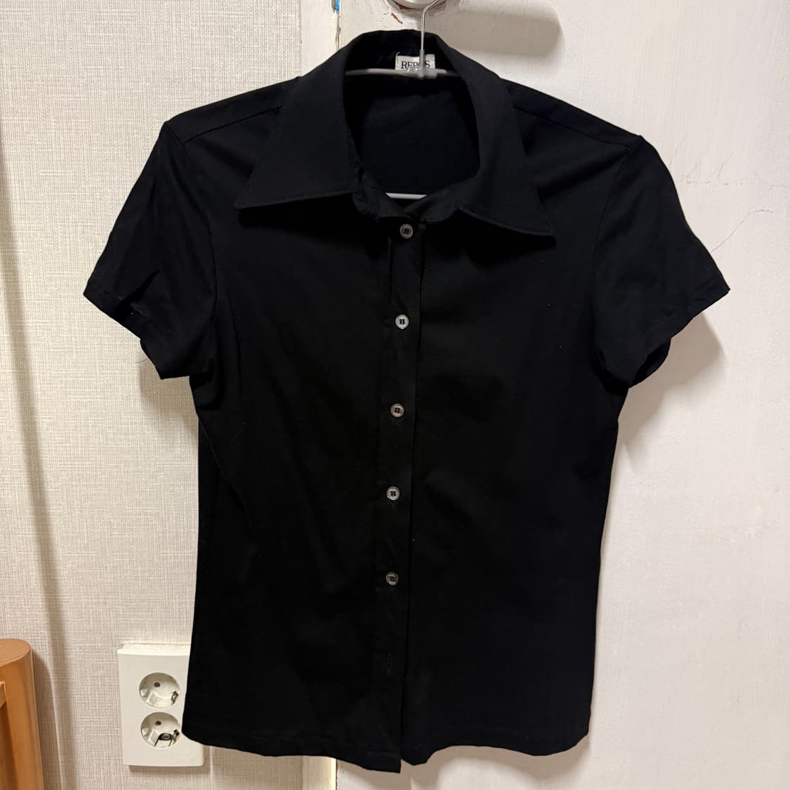 [S] 리포스 져지 실켓 반팔 셔츠 블랙 상품이미지3