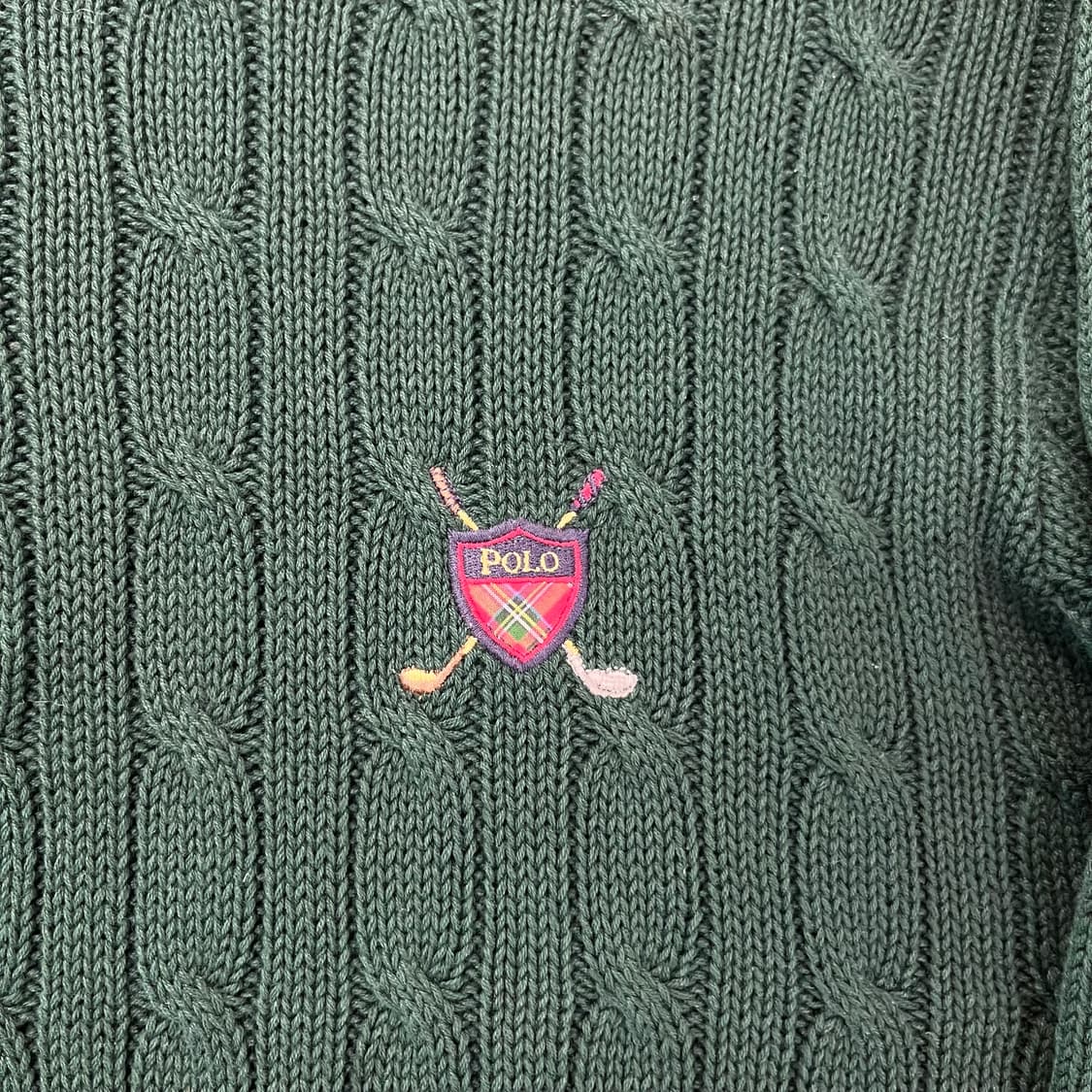 100 폴로 랄프로렌 방패로고 꽈배기 카라 니트 상품이미지3
