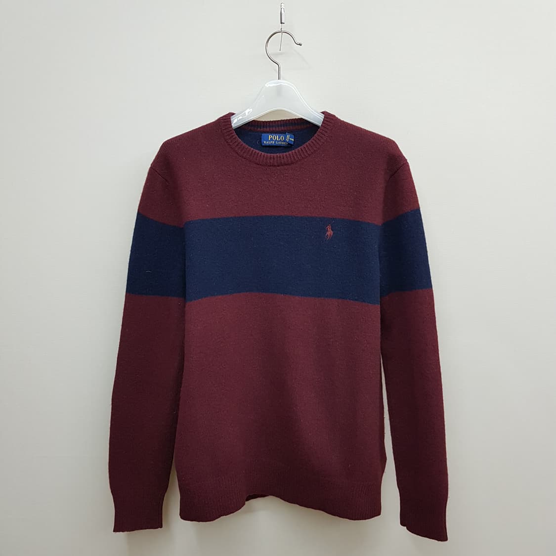폴로 랄프로렌 버건디 스트라이프 울 니트 XS사이즈 상품이미지1