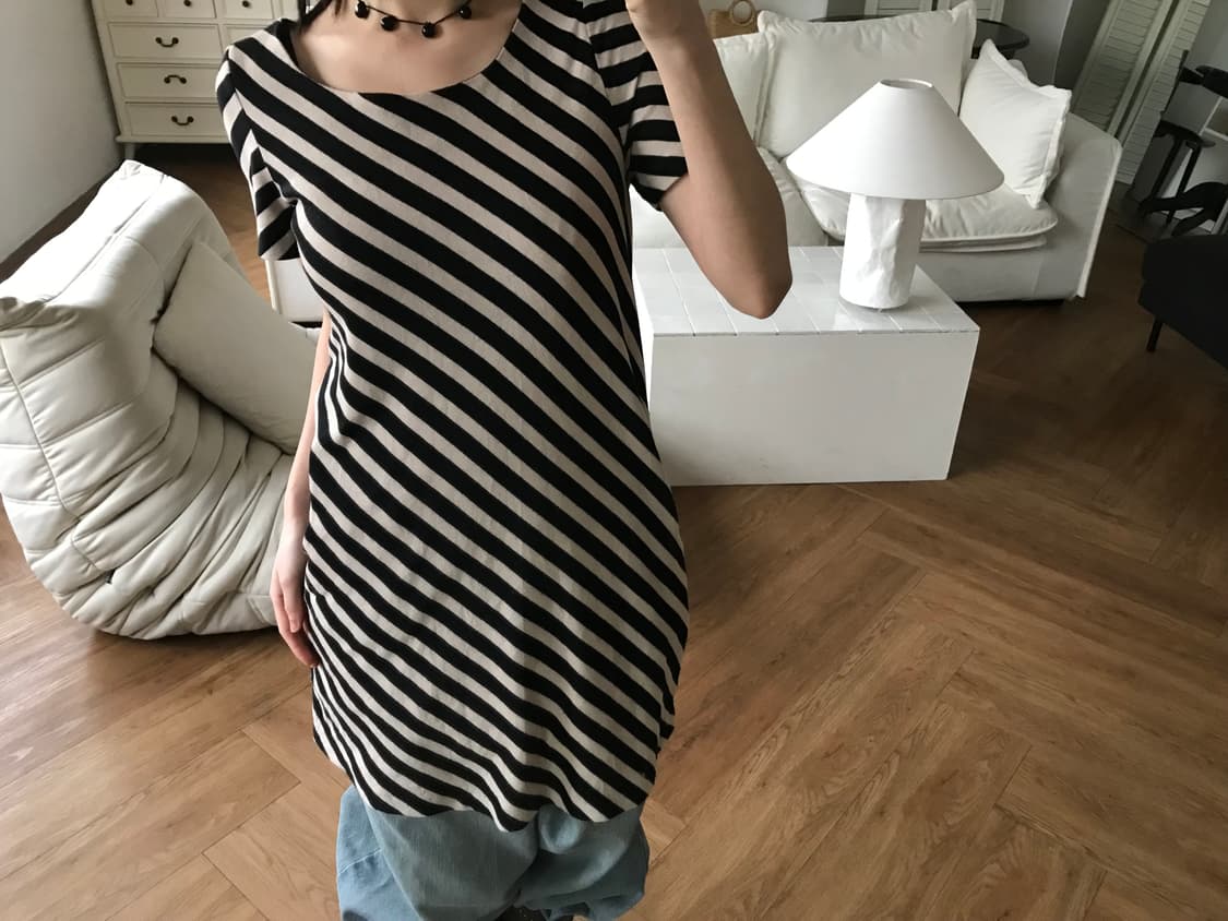 vintage stripe pattern one-piece 상품이미지5