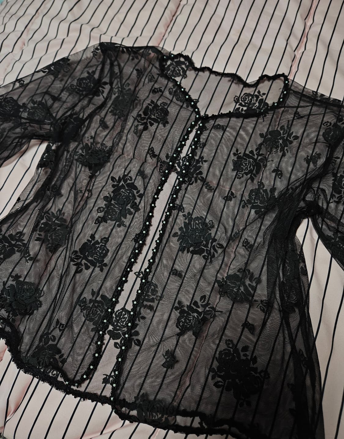 갸루 시스루 가디건 오네갸루 베메클 장미 집업 상품이미지4