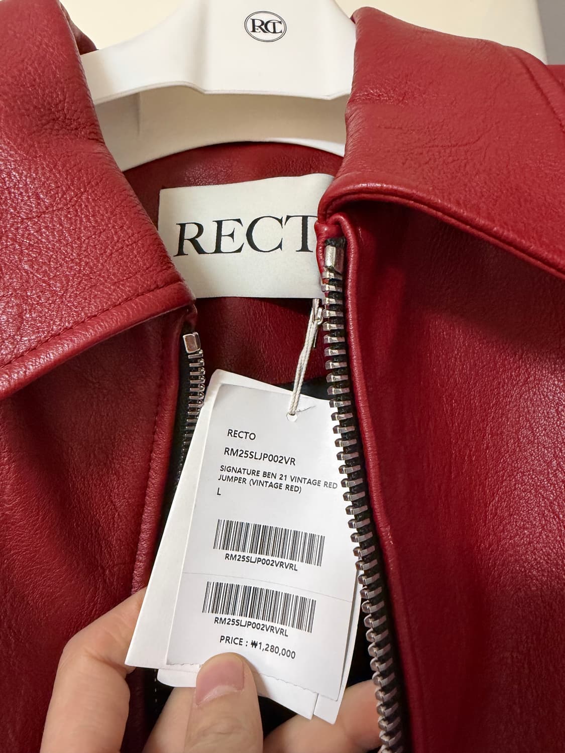 새상품) 렉토 시그니쳐 21벤 빈티지 레더자켓 레드 상품이미지2