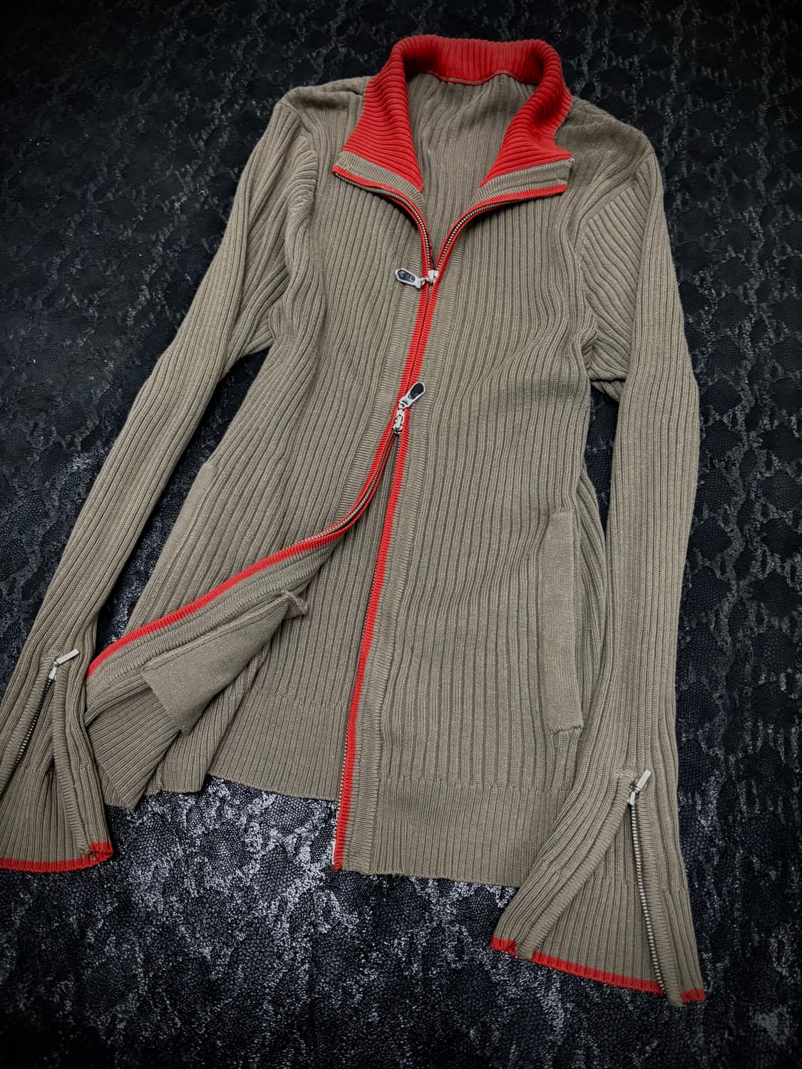 “Vintage”00’s Design 2-way Knit Zip Up 상품이미지3
