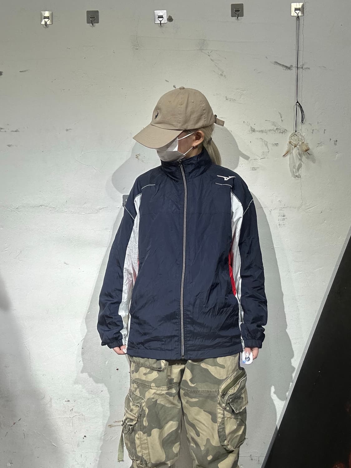 미즈노 네이비 화이트 사이드 라인 바람막이 자켓 M 상품이미지2