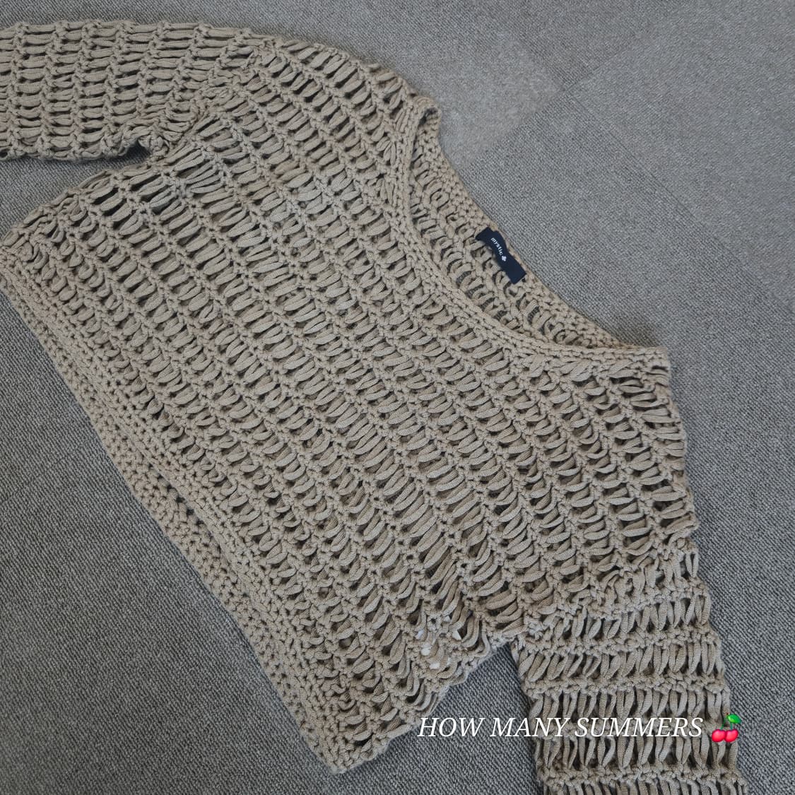 미스틱 크로셰 그물 니트 탑 베이지 울 혼방 시스루 레이어드 상품이미지3