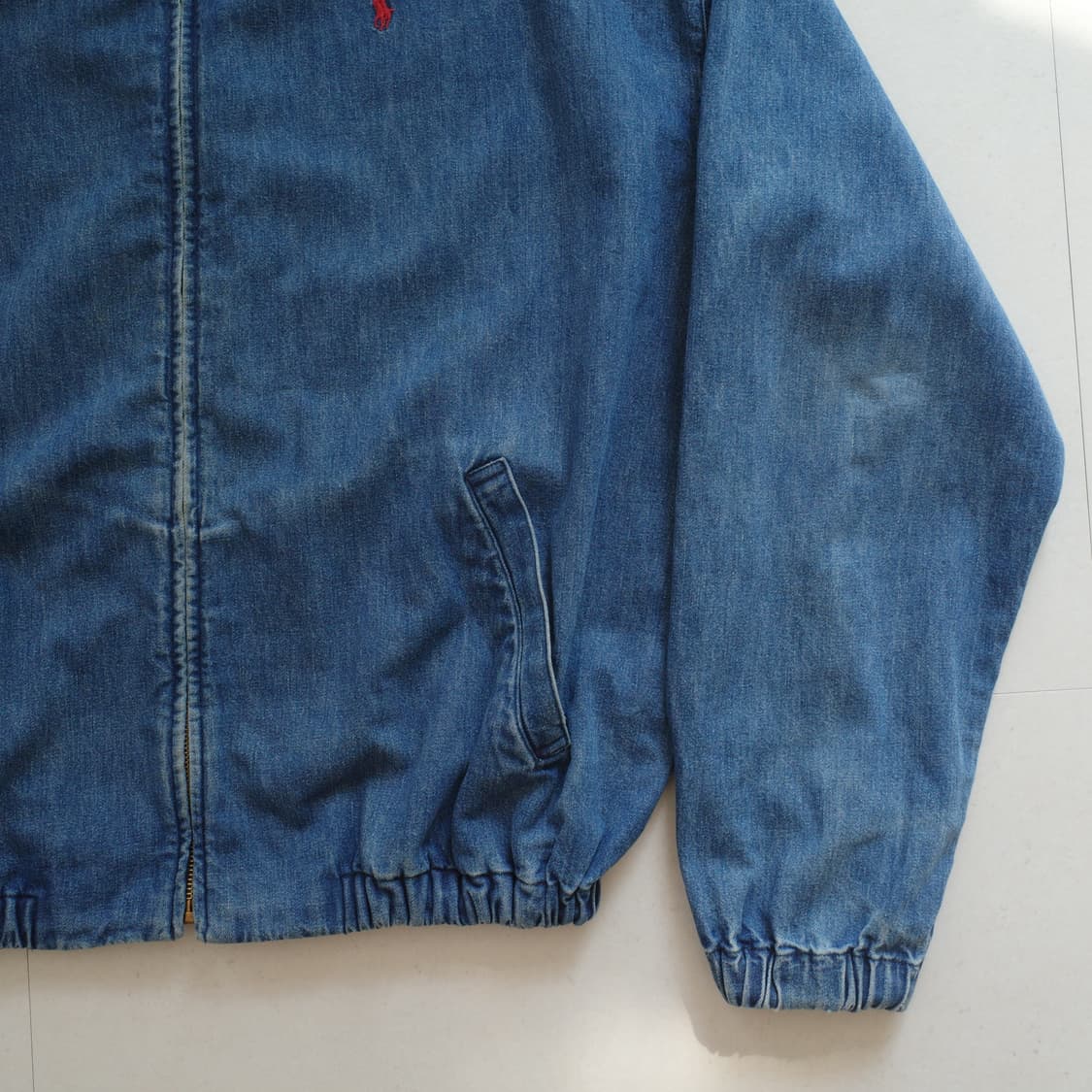 90s 폴로 랄프로렌 데님 베이포트 블루종 해링턴 자켓 XL 상품이미지4