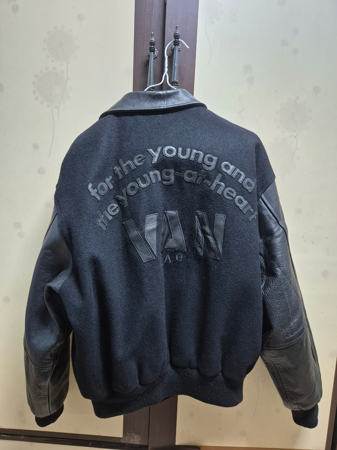 [L]90s VAN JAC 바시티 자켓 블랙 소가죽 래더 100 M L 상품이미지3