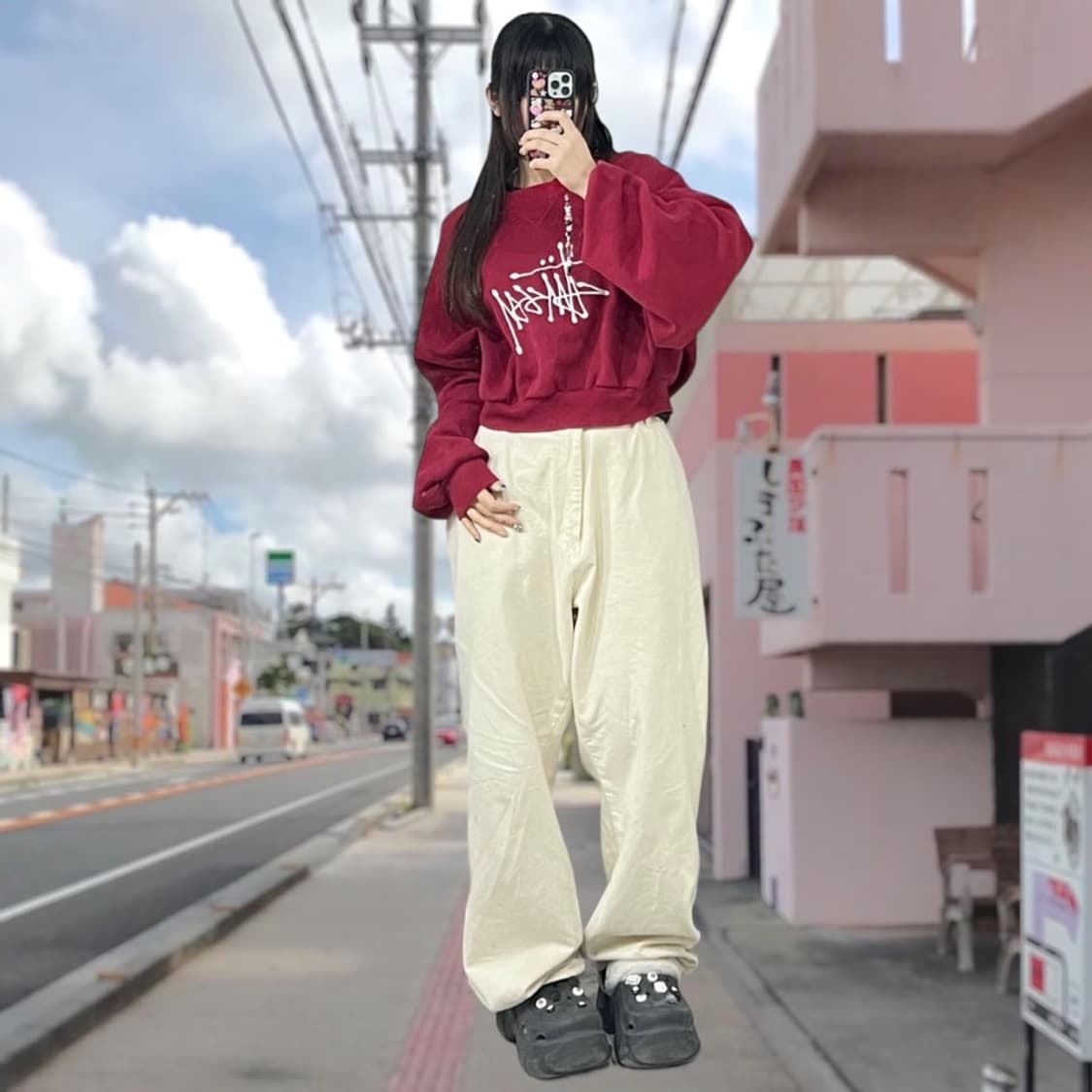 스투시 크롭 오버핏 맨투맨 상품이미지2