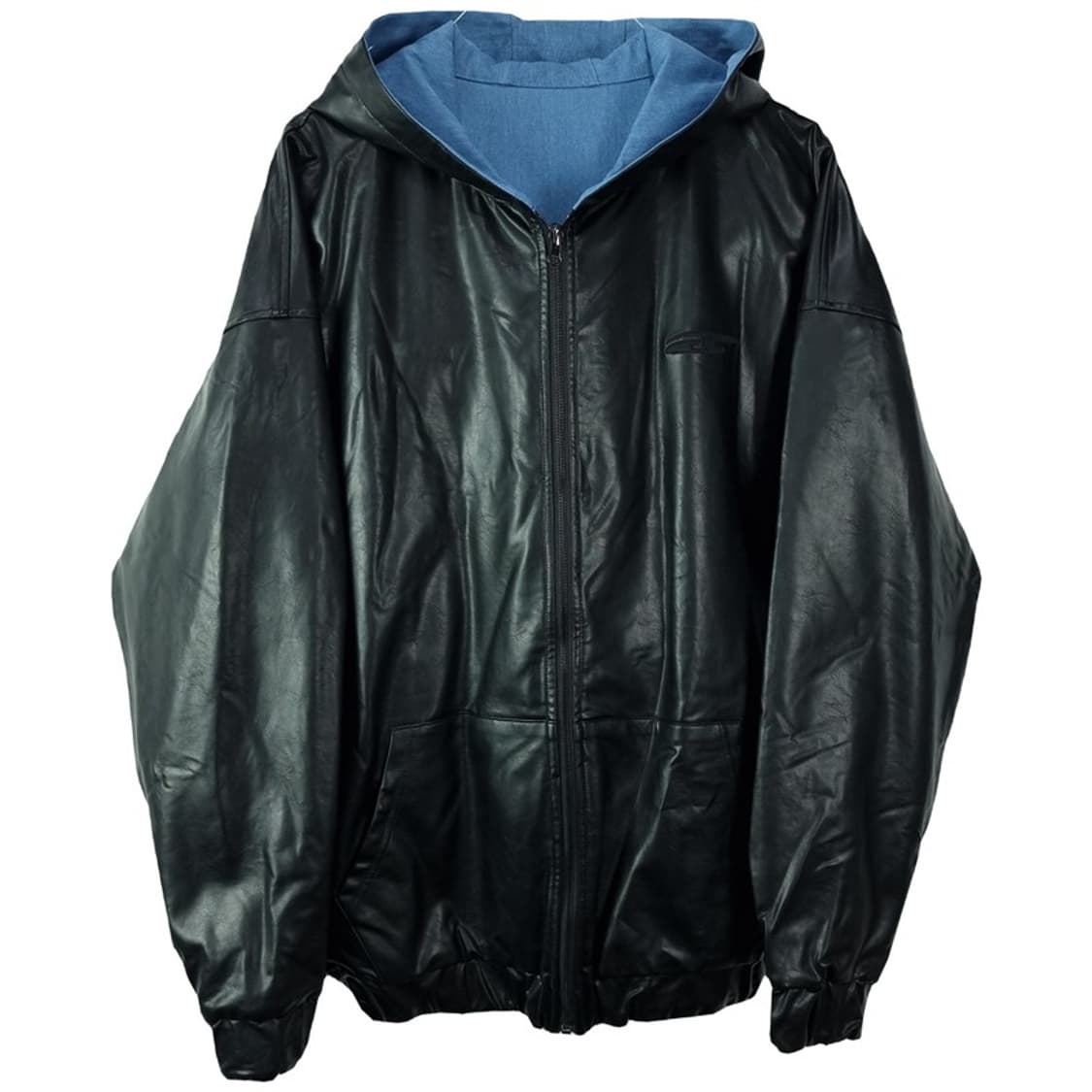 [LEEY](새상품) 리버시블 오버핏 레더 데님 후드 자켓 M18253 상품이미지3