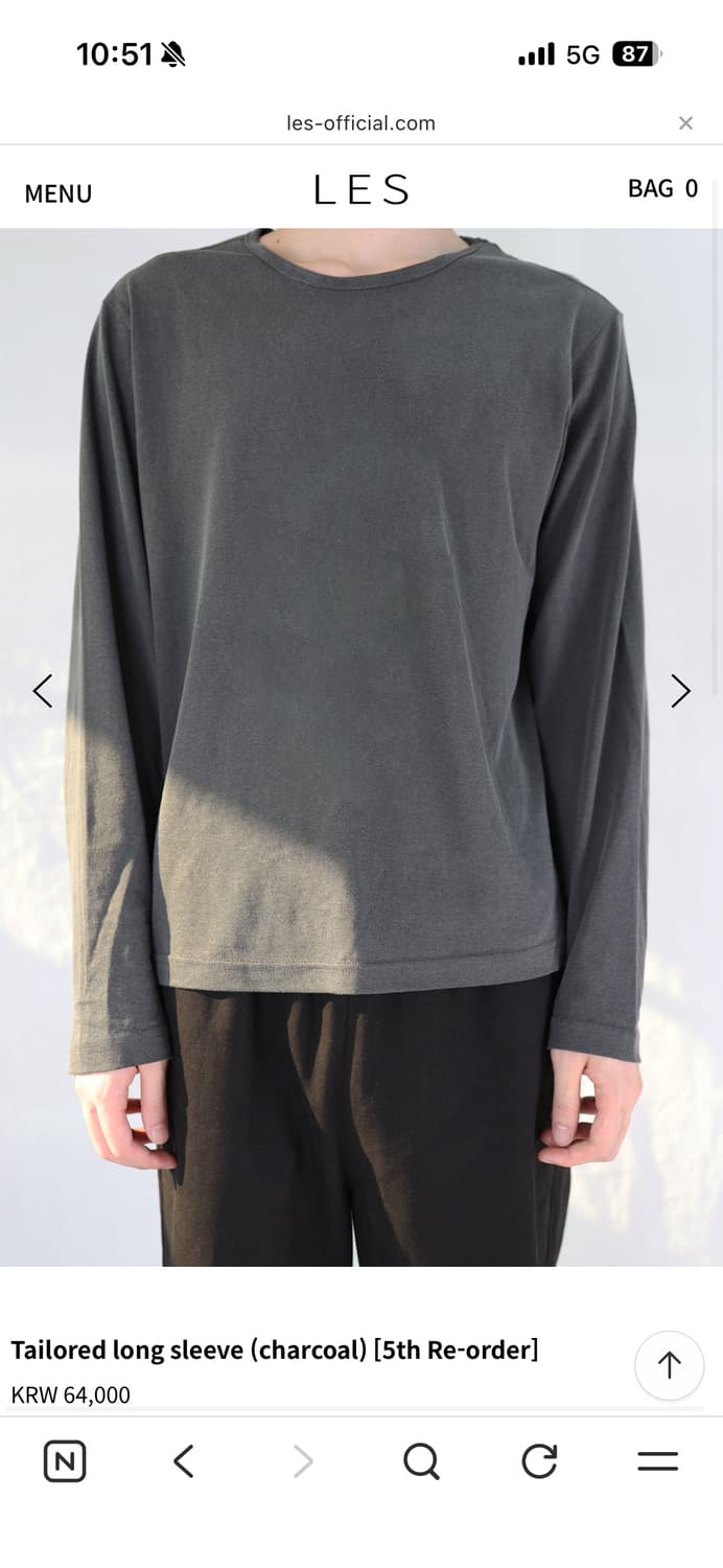 les 롱슬리브 차콜 1사이즈 구합니다. 상품이미지1
