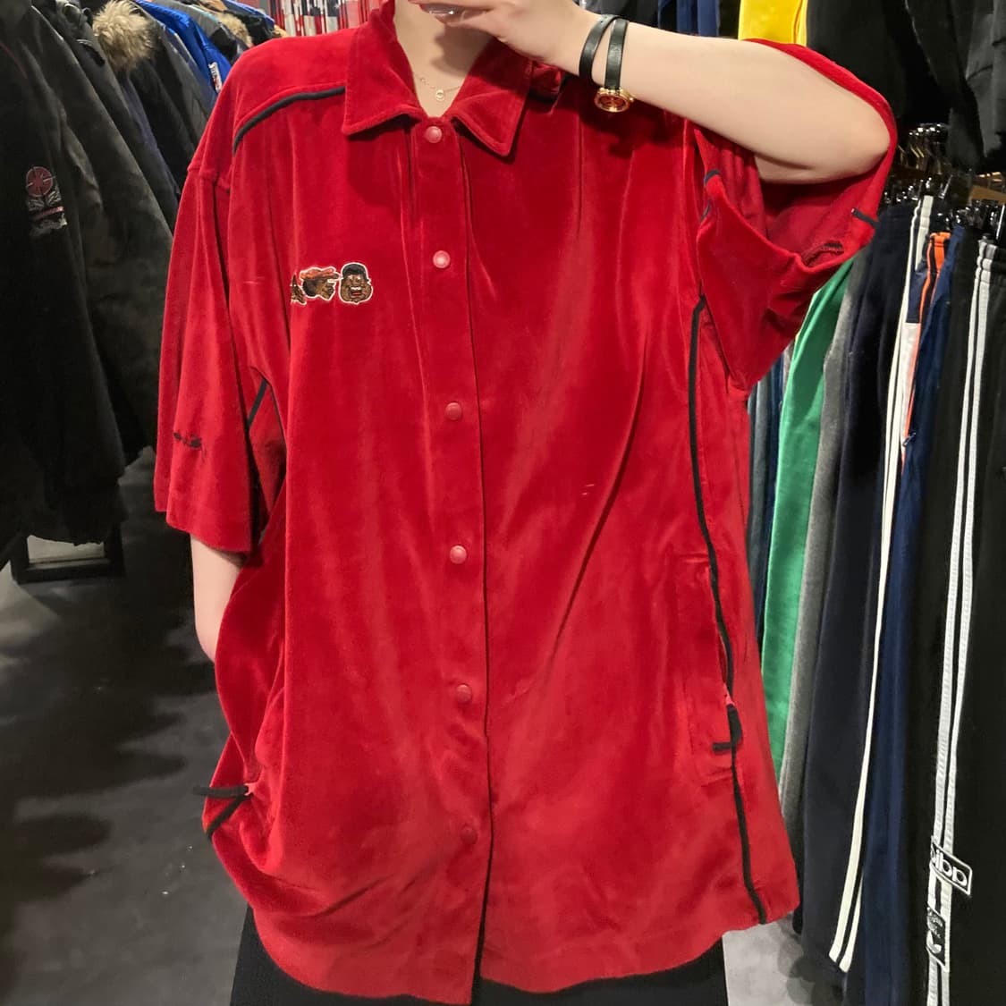 [IM]플래티넘 푸부 반팔 벨벳져지 레드 상품이미지1