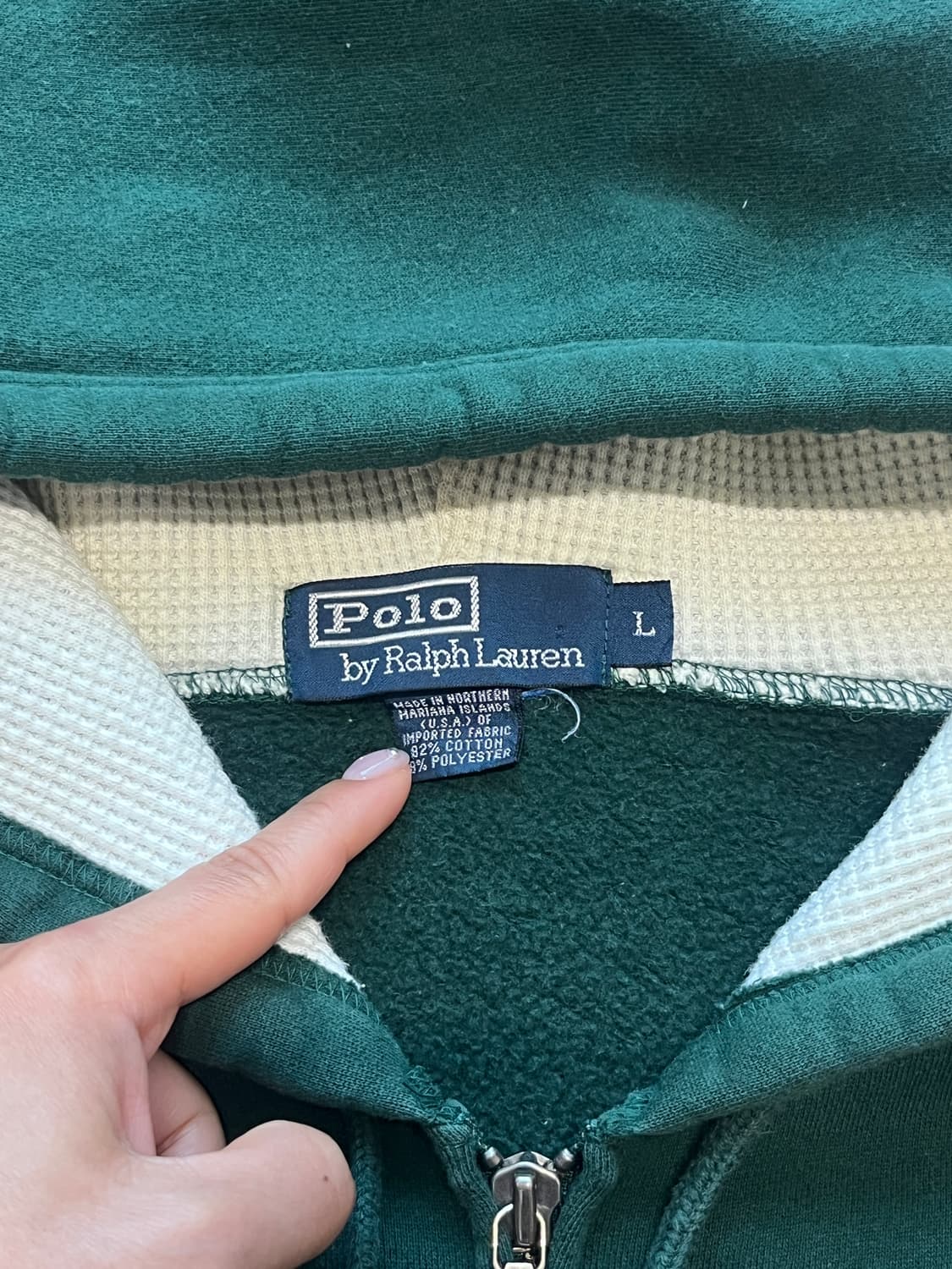 90s 폴로 랄프 로렌 포니 로고 써멀 후드집업 (made in USA) 상품이미지8