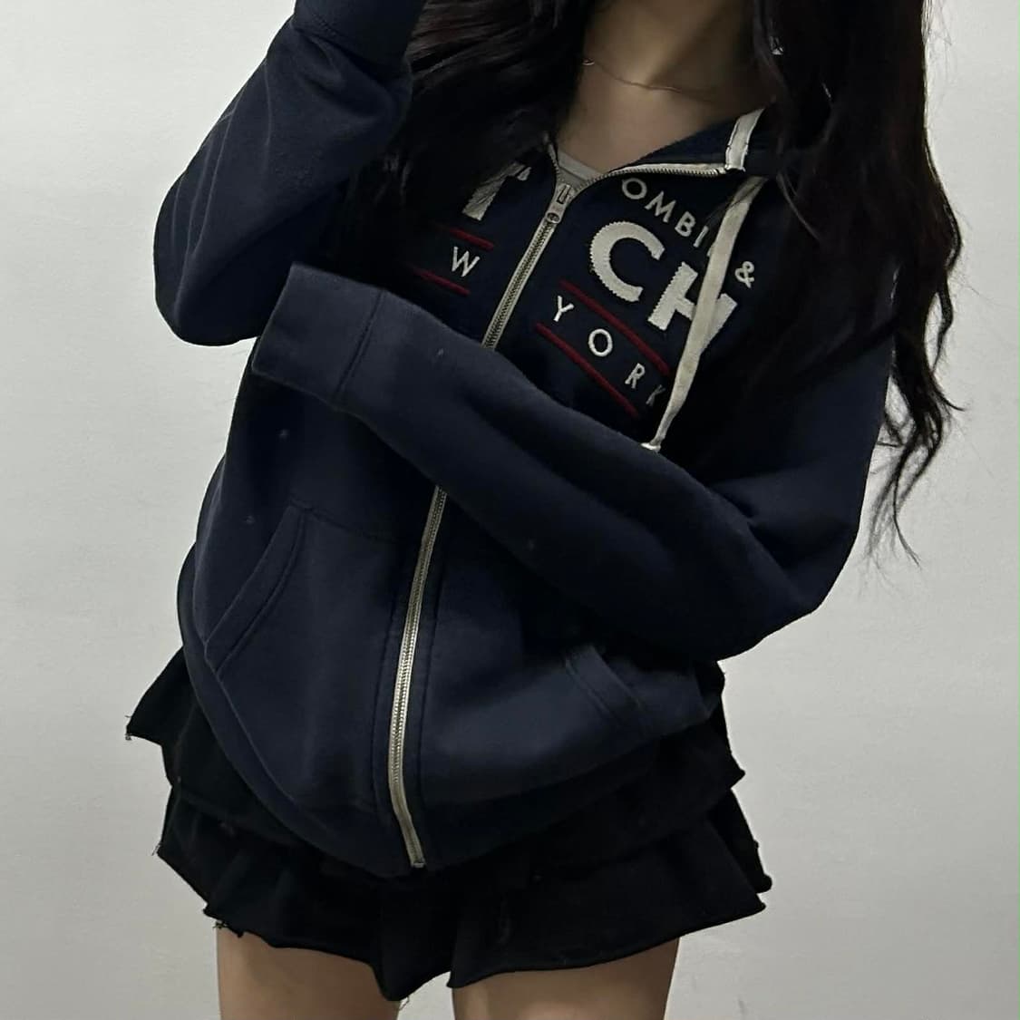 아베크롬비 y2k 올드스쿨 스웻 후드집업 희귀져지(M) 상품이미지3