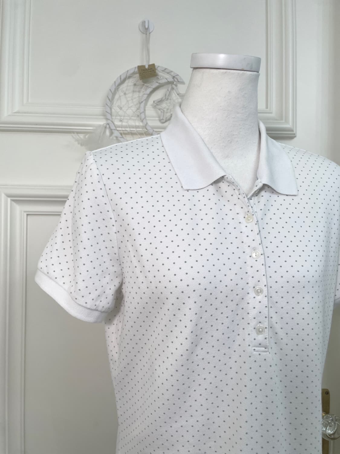 white gray dot pk top(size-XL) 상품이미지6